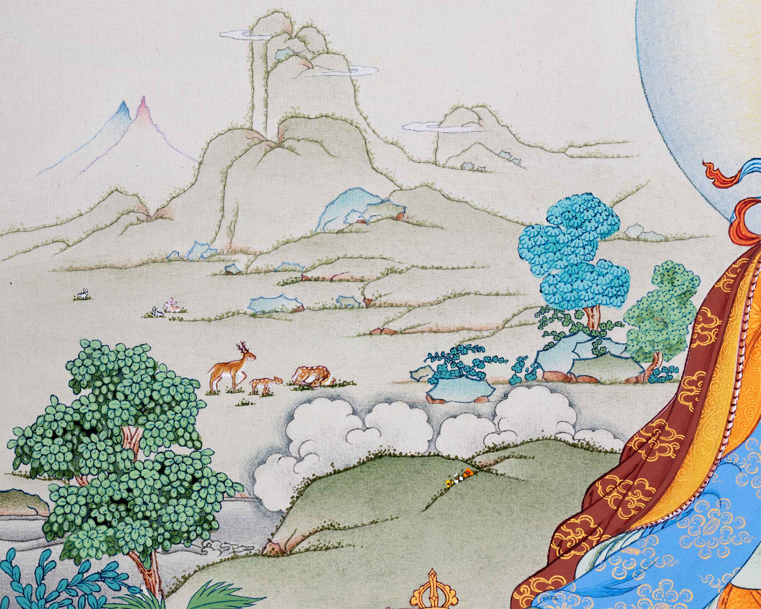 Sacred Guru Rinpoche Thangka | Authentic Tibetan Art for Spiritual Journey | Enlightened Teacher