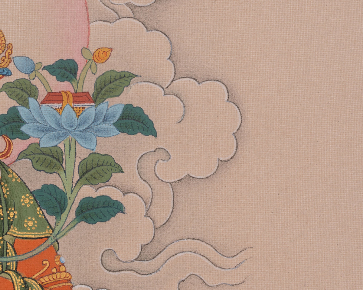 Hand-painted Thangka Of Manjushri | Sword Of Wisdom | Bodhisattva Art