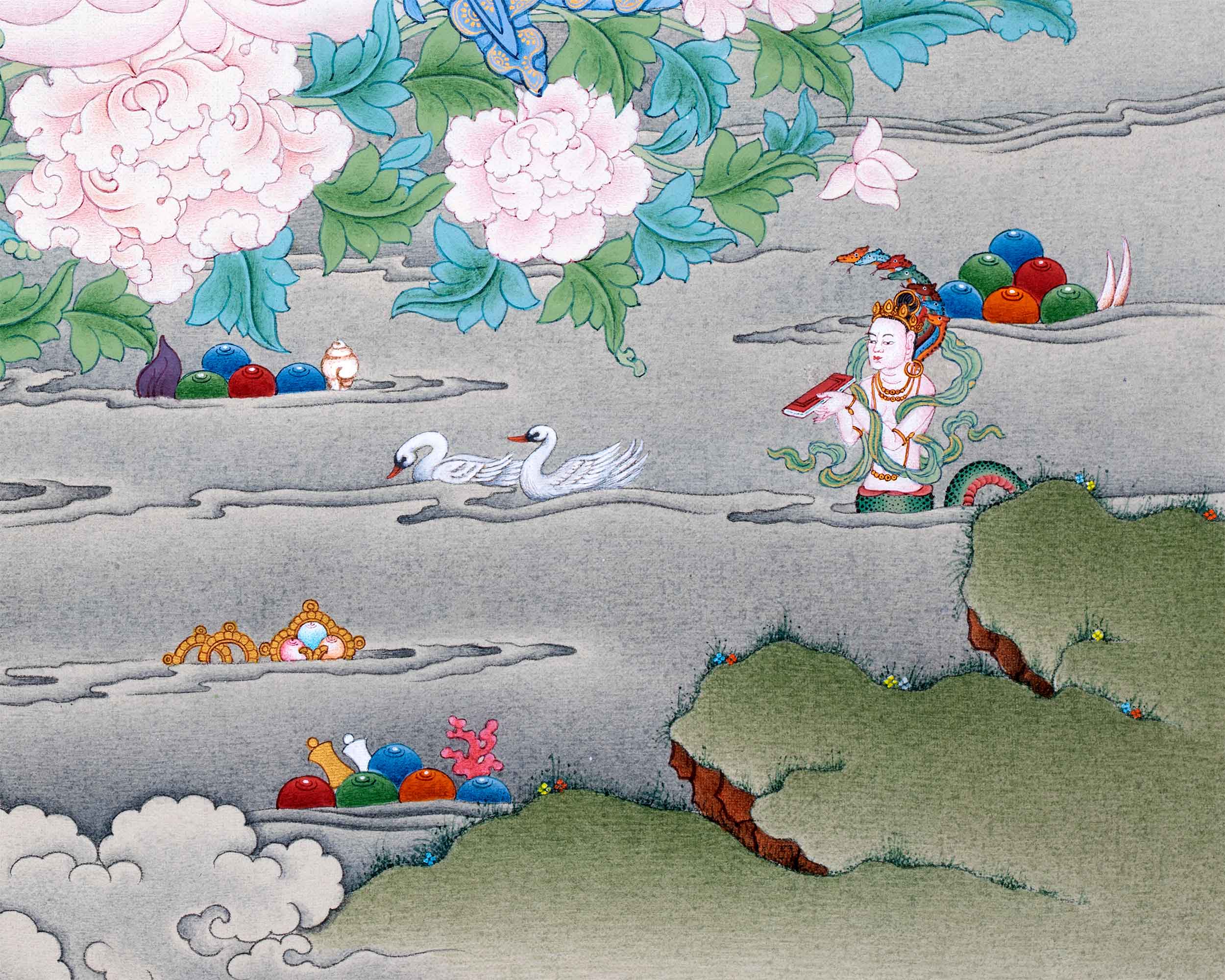 Hand Painted Manjushree Thangka | Divine Wisdom and Enlightenment Art | Buddhist Artwork