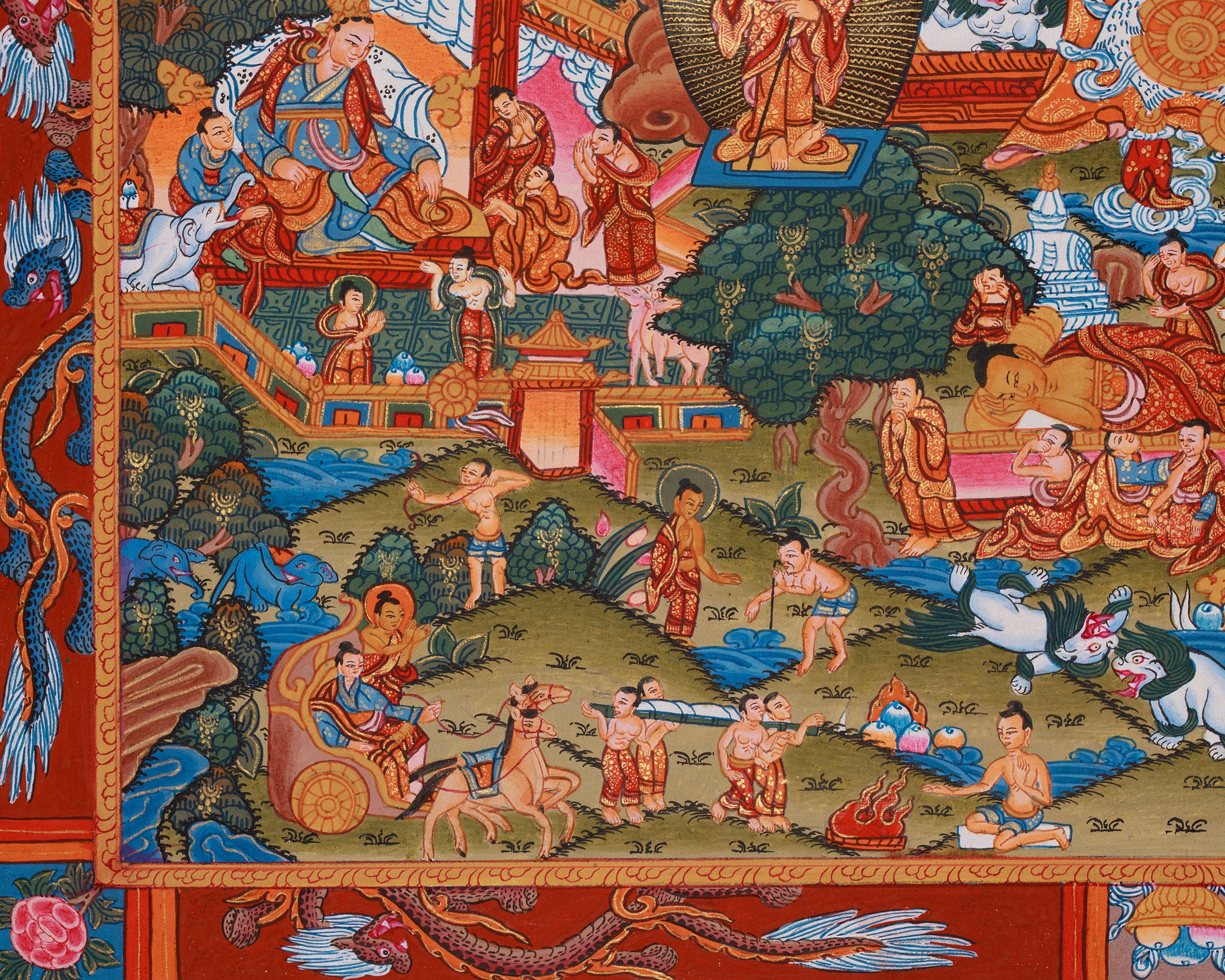Exquisite Buddha's Life Story Thangka | A Meditative Guide to Enlightenment