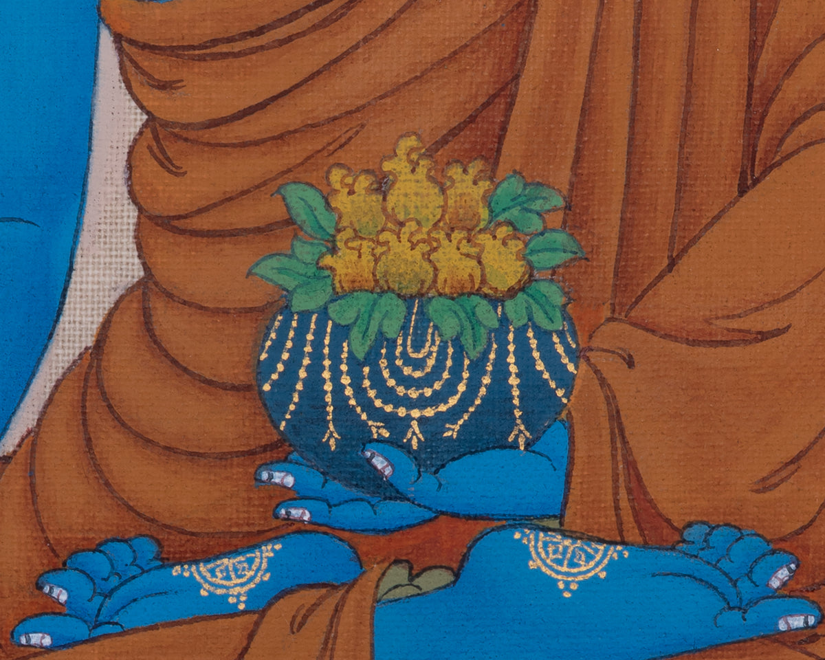 Medicine Buddha Healing Deity Thangka | Bhaishajyaguru Artwork