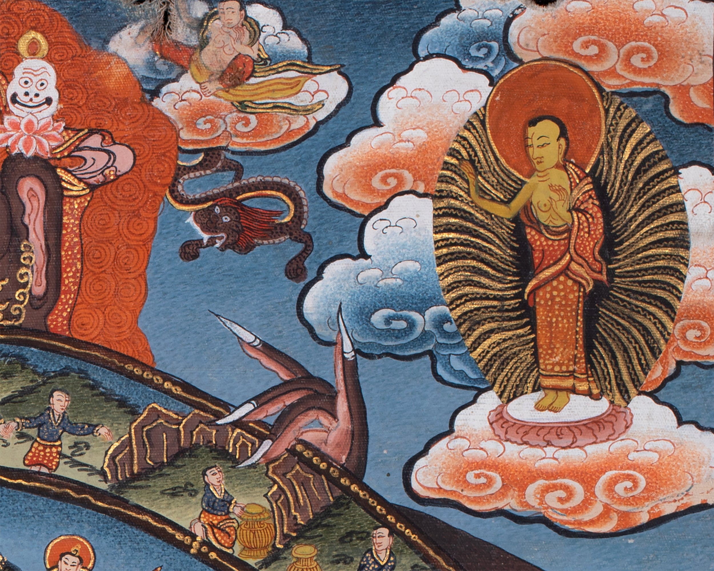 Old Vintage Wheel of Life with Top and Bottom Torn - Best to buy with Brocade | Bhavachakra Thangka