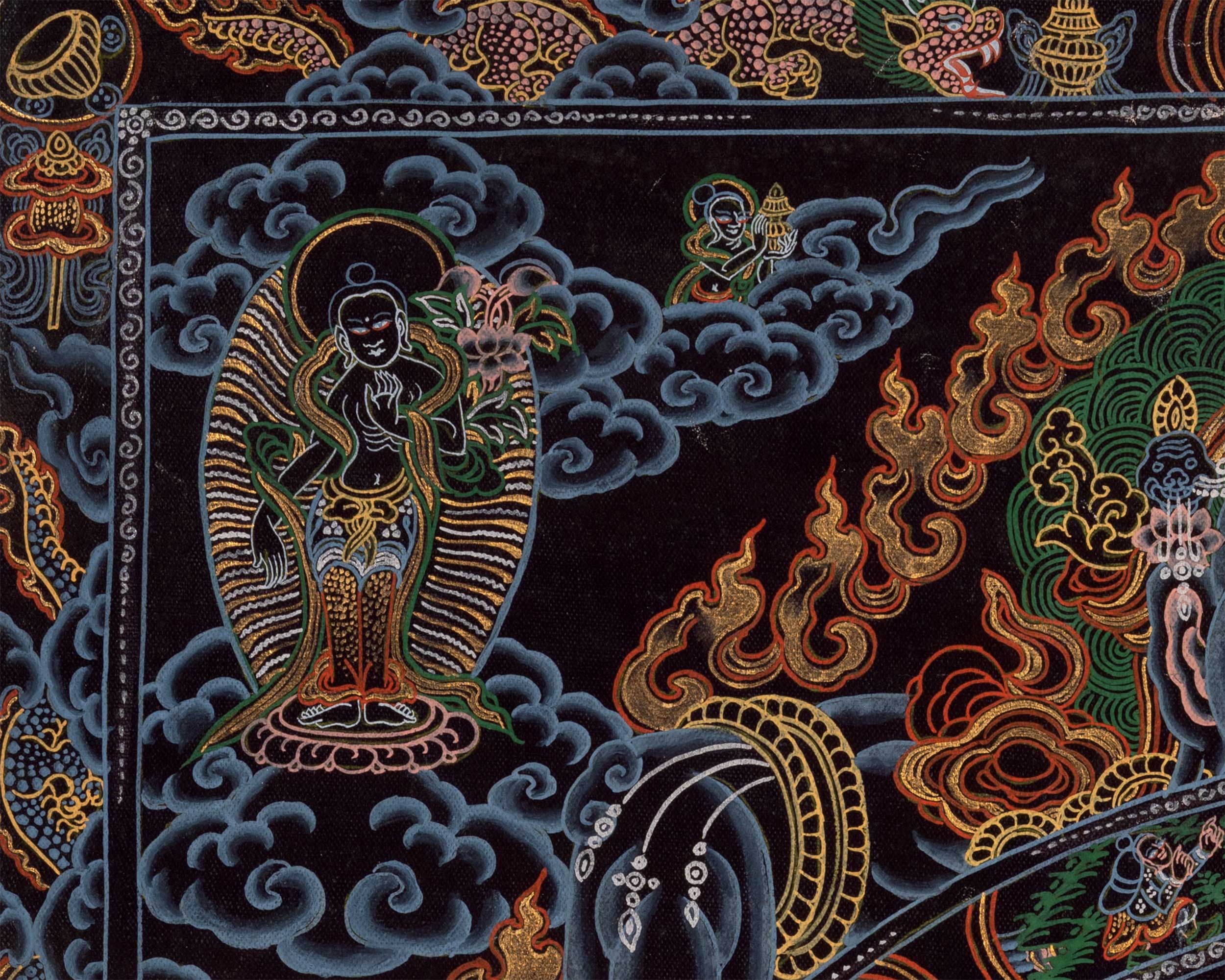 21 Inches Bhavachakra Thangka | Intricate Hand-Painted Wheel of Life Artwork