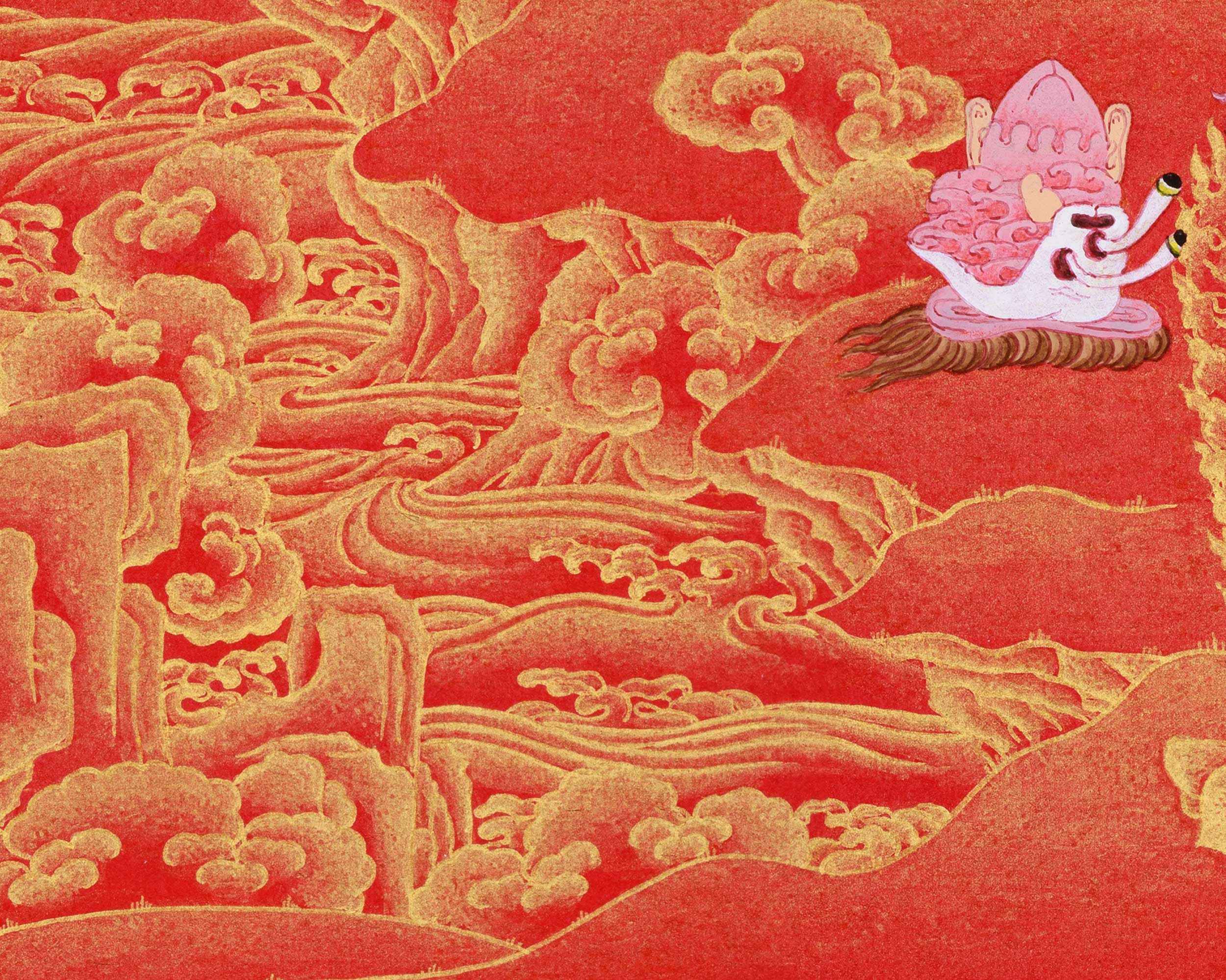 Vibrant Ren and Gold Vajrayogini Thangka | Ethereal Art for Your Space