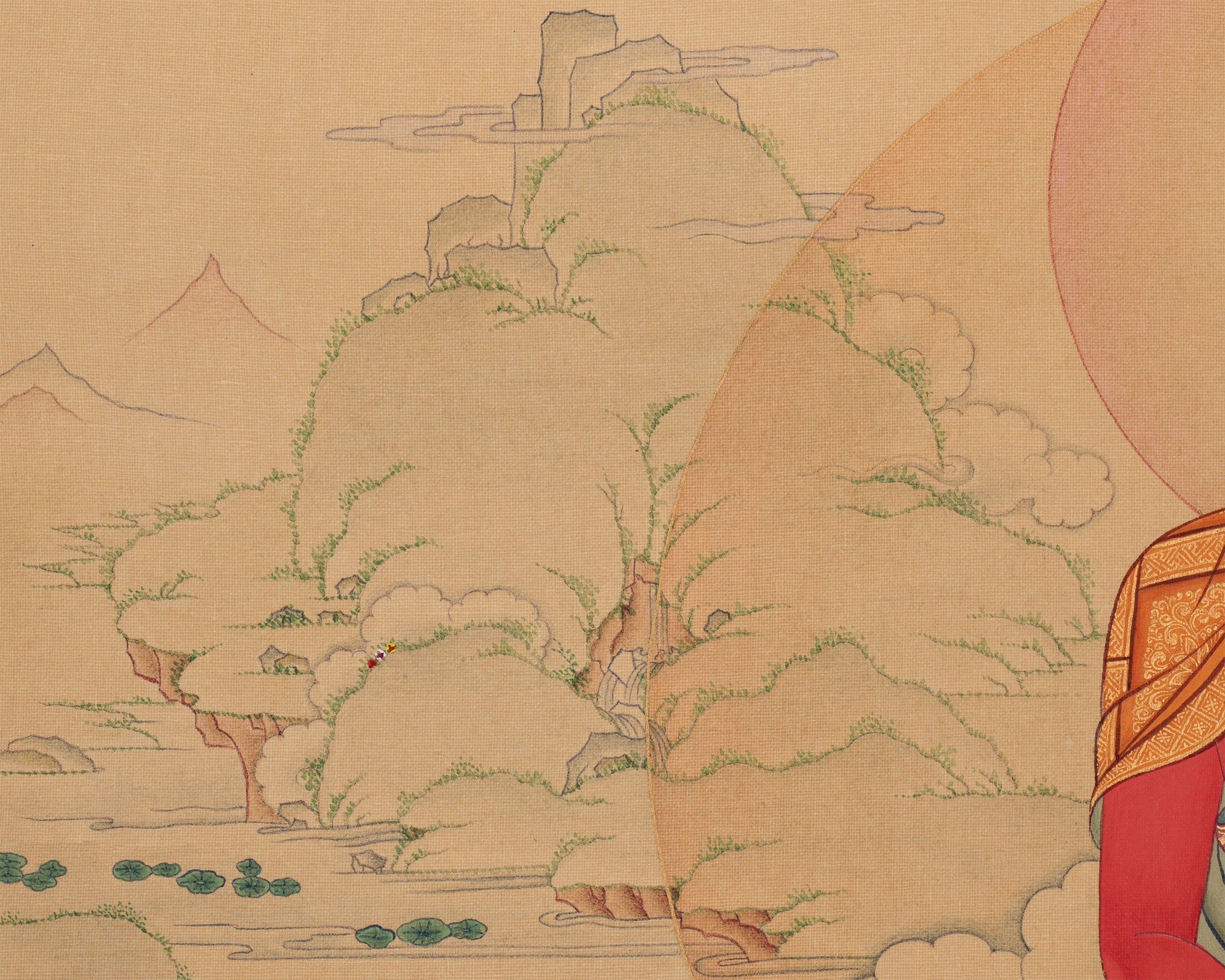 Red Buddha Amitabha Thangka | Deity of Boundless Light and Infinite Compassion