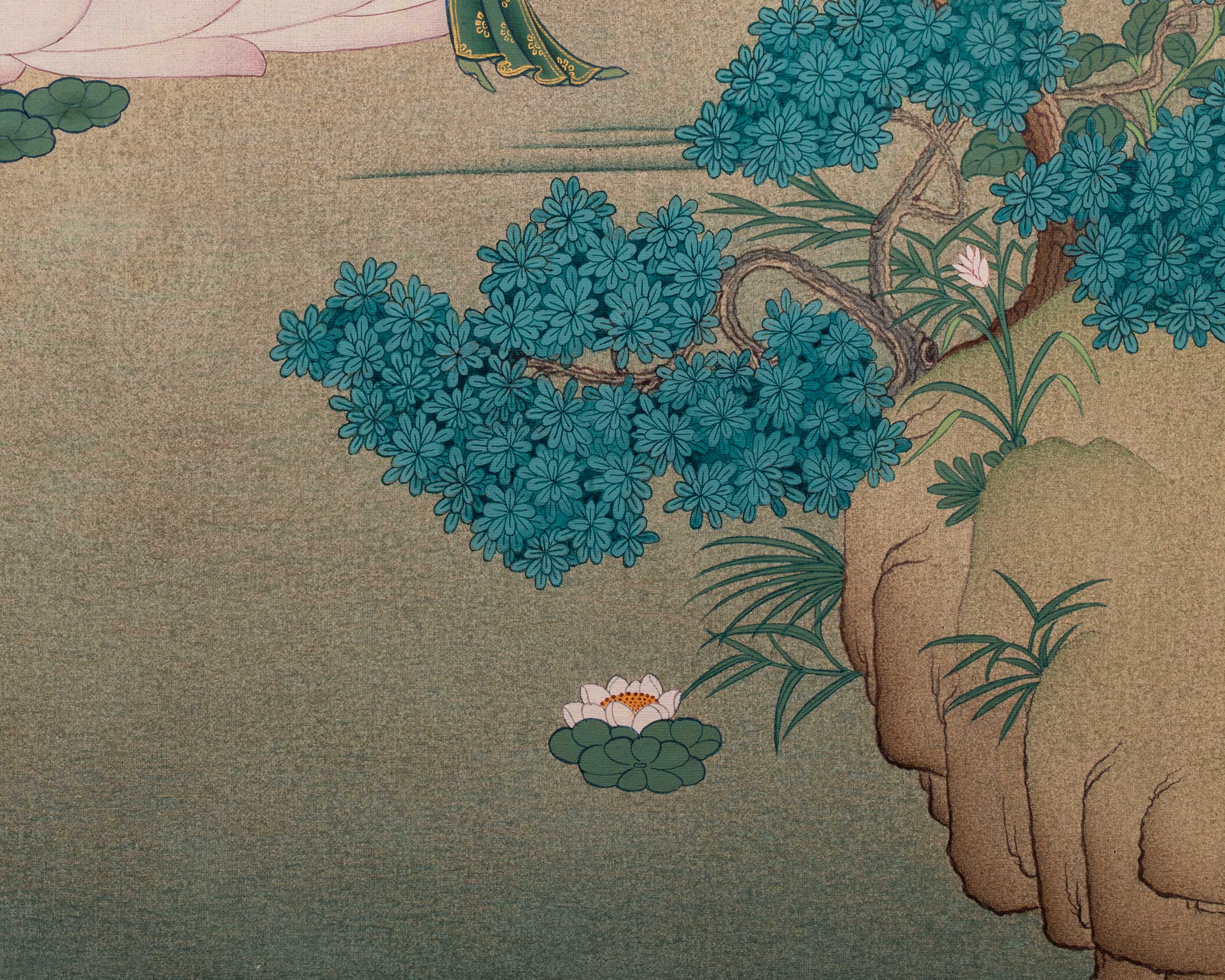 Manjushree in Natural Colors: Karma Gadri Thangka