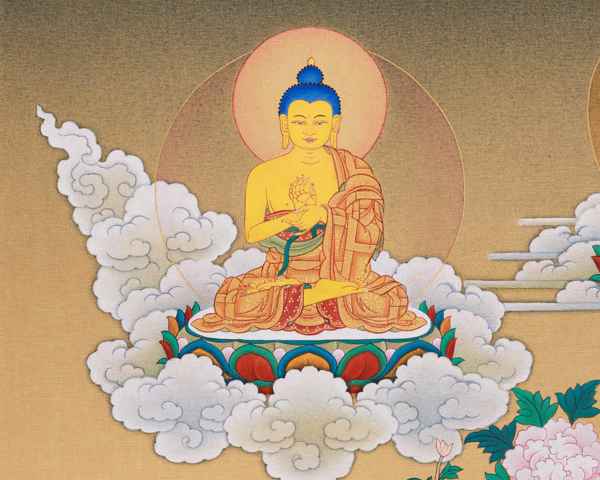 Exquisite 8 Medicine Buddha Thangka | Healing Deities Artwork with Gold & Natural Colors