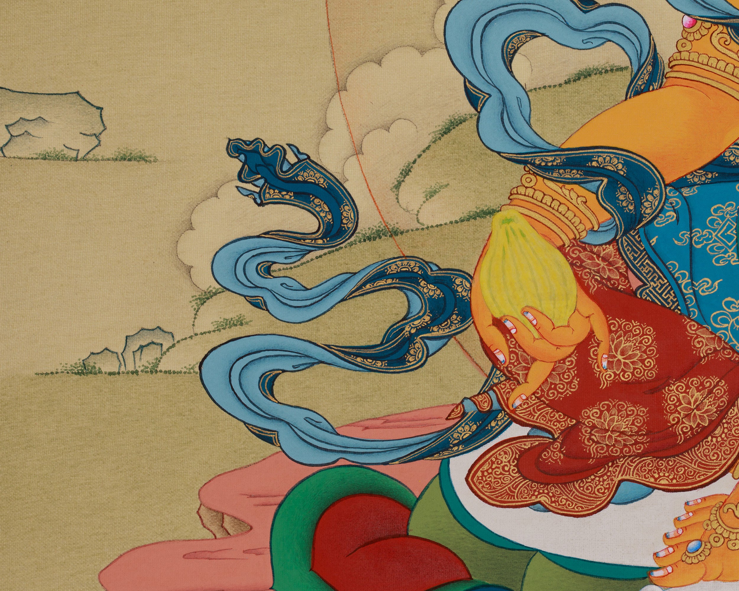 Himalayan Dzambhala Thangka | The Embodiment of Wealth | Wall Hanging