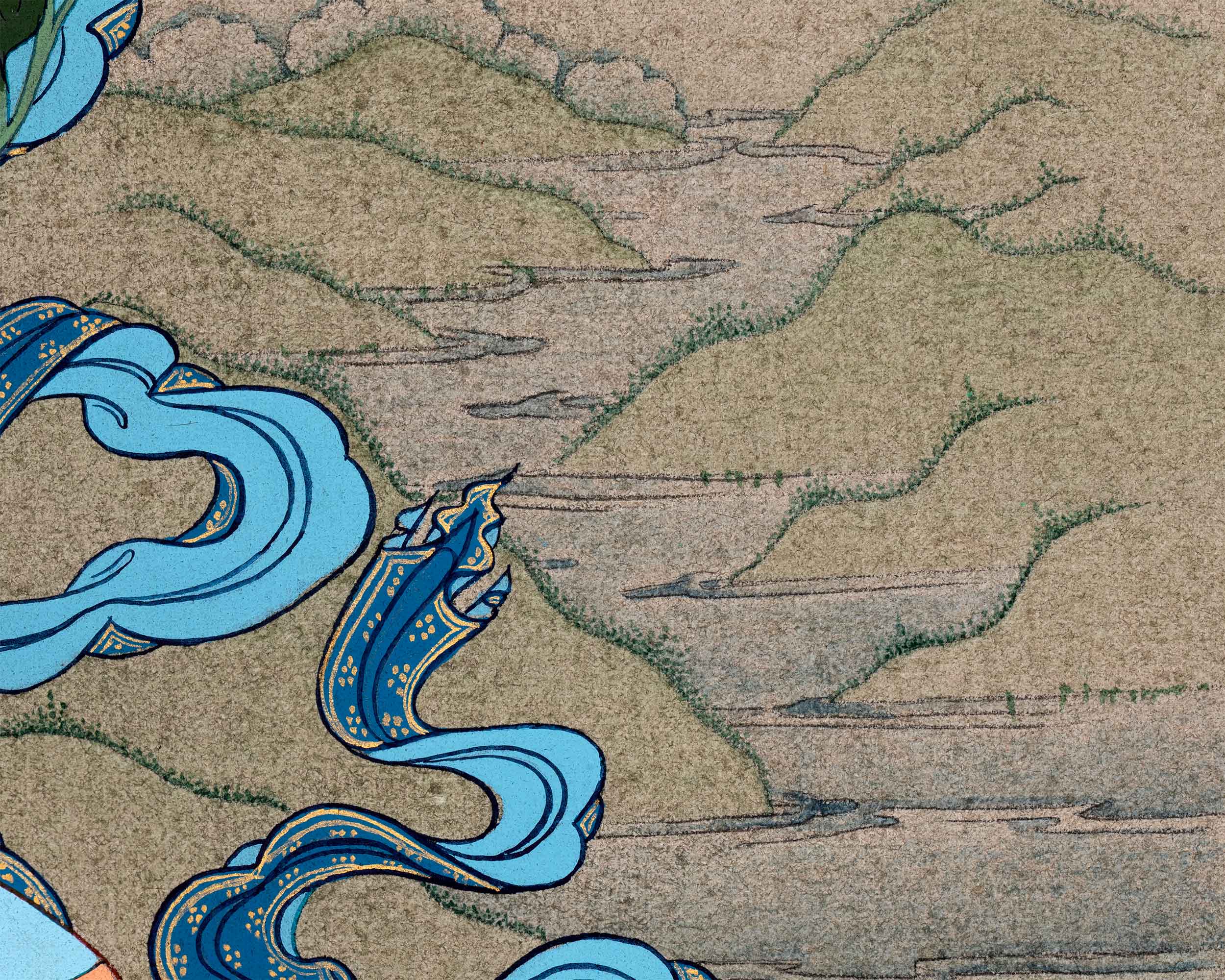 Green Tara's Serene Blessings | Goddess of Compassion in Thangka Art | Religious Decoration