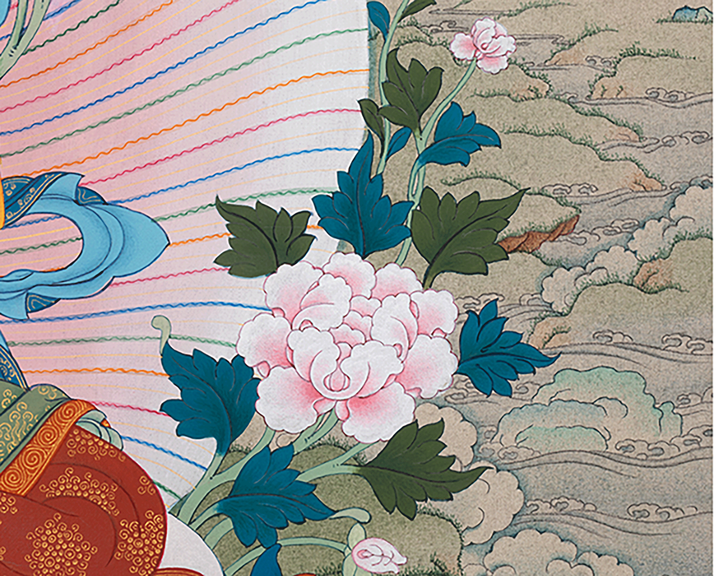 Divine 5 Manjushri Thangka | Tibetan Buddhist Art Featuring Prajnaparamita