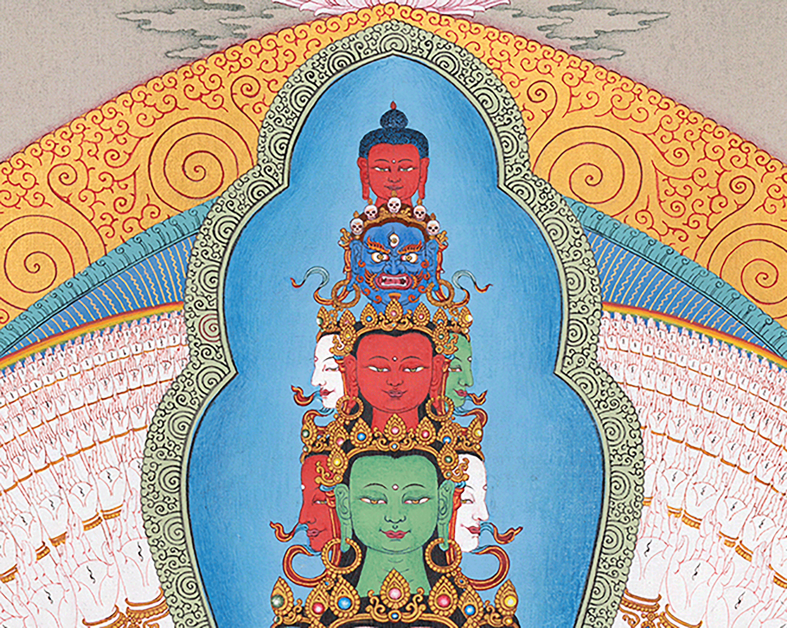 1000 Armed Chenresig Thangka | Avalokiteshvara Deity Artwork | Bodhisattva Art