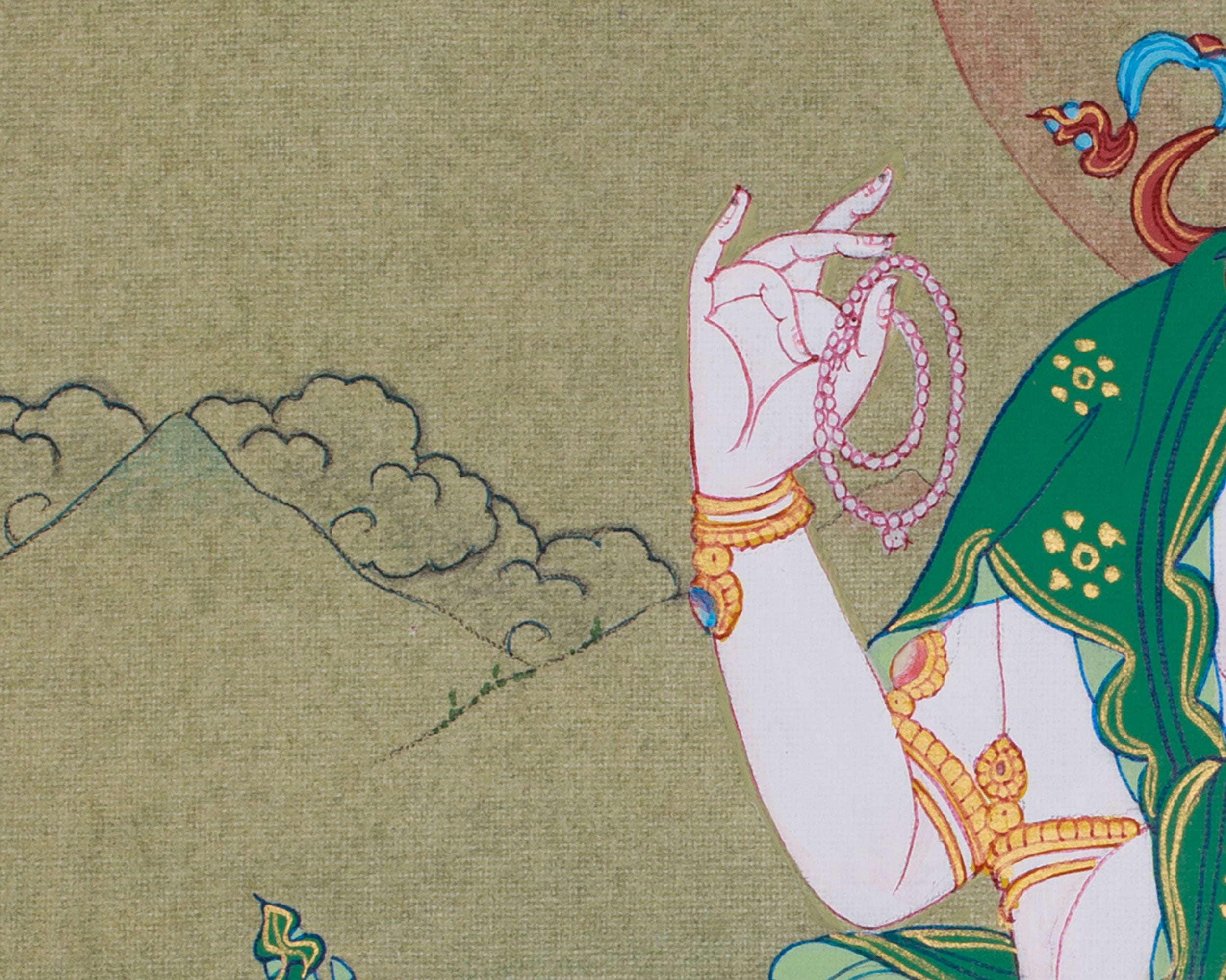 12 Inch Chenrezig Buddha Thangka | Embodiment of Infinite Compassion