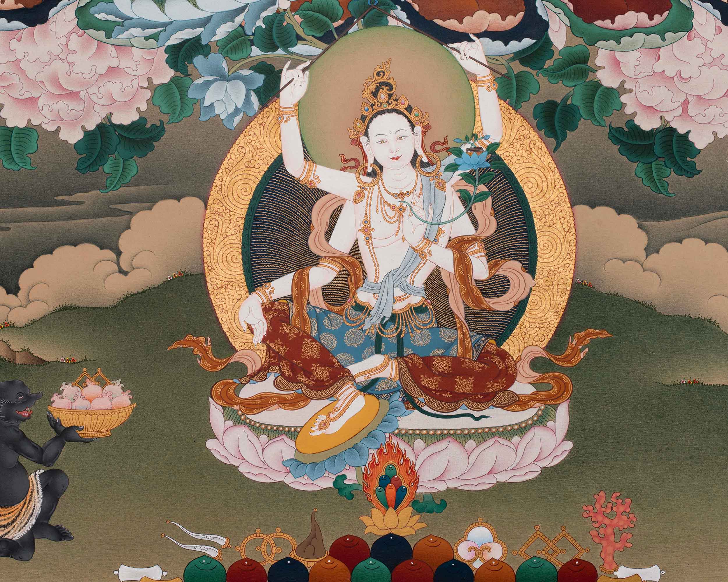 21 Tara Buddhist Art | Compassion and Healing Thangka | Shyama Tara