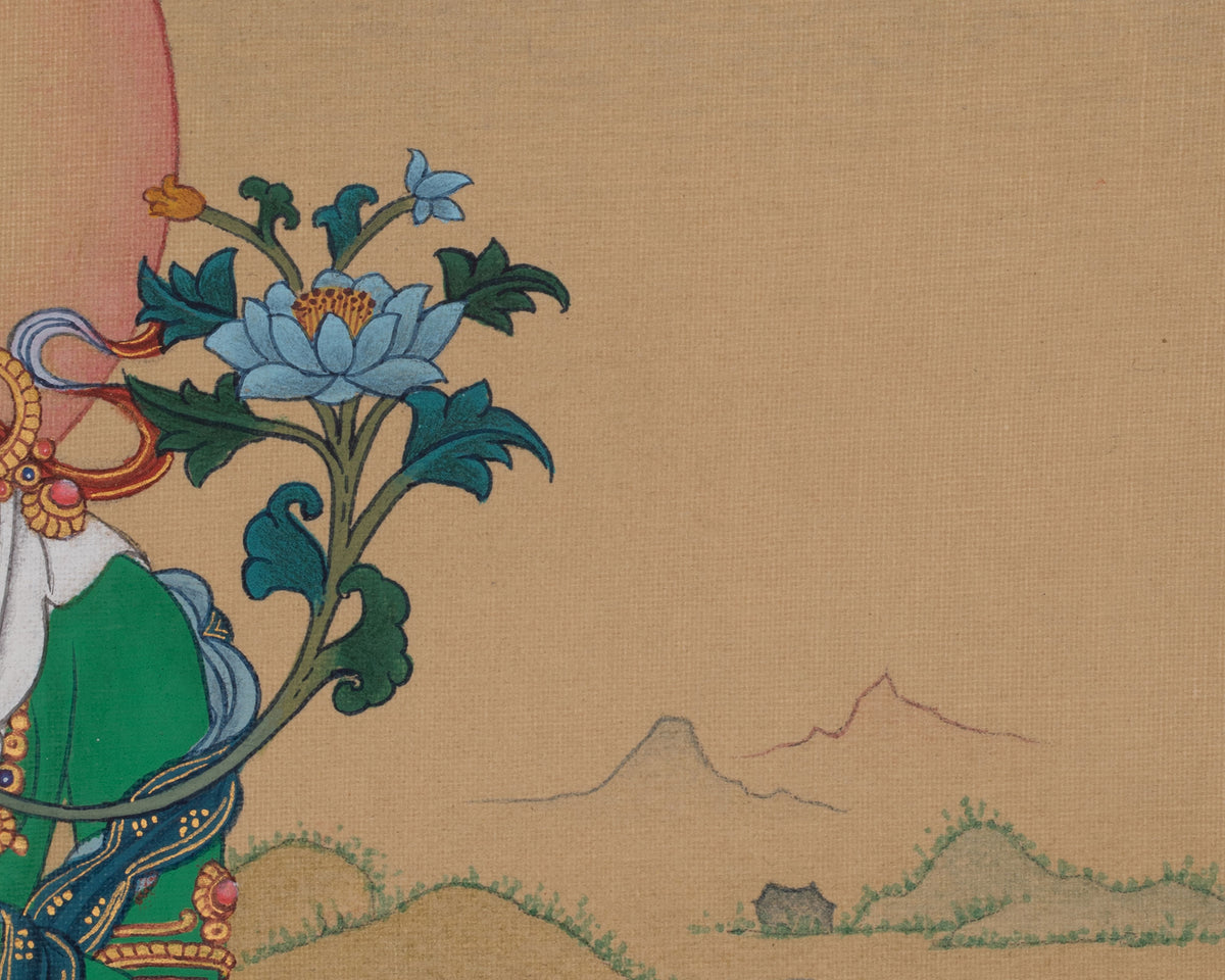 Green Tara with Amitabha Buddha Artwork | Embodies Swift Compassion | Infinite Light