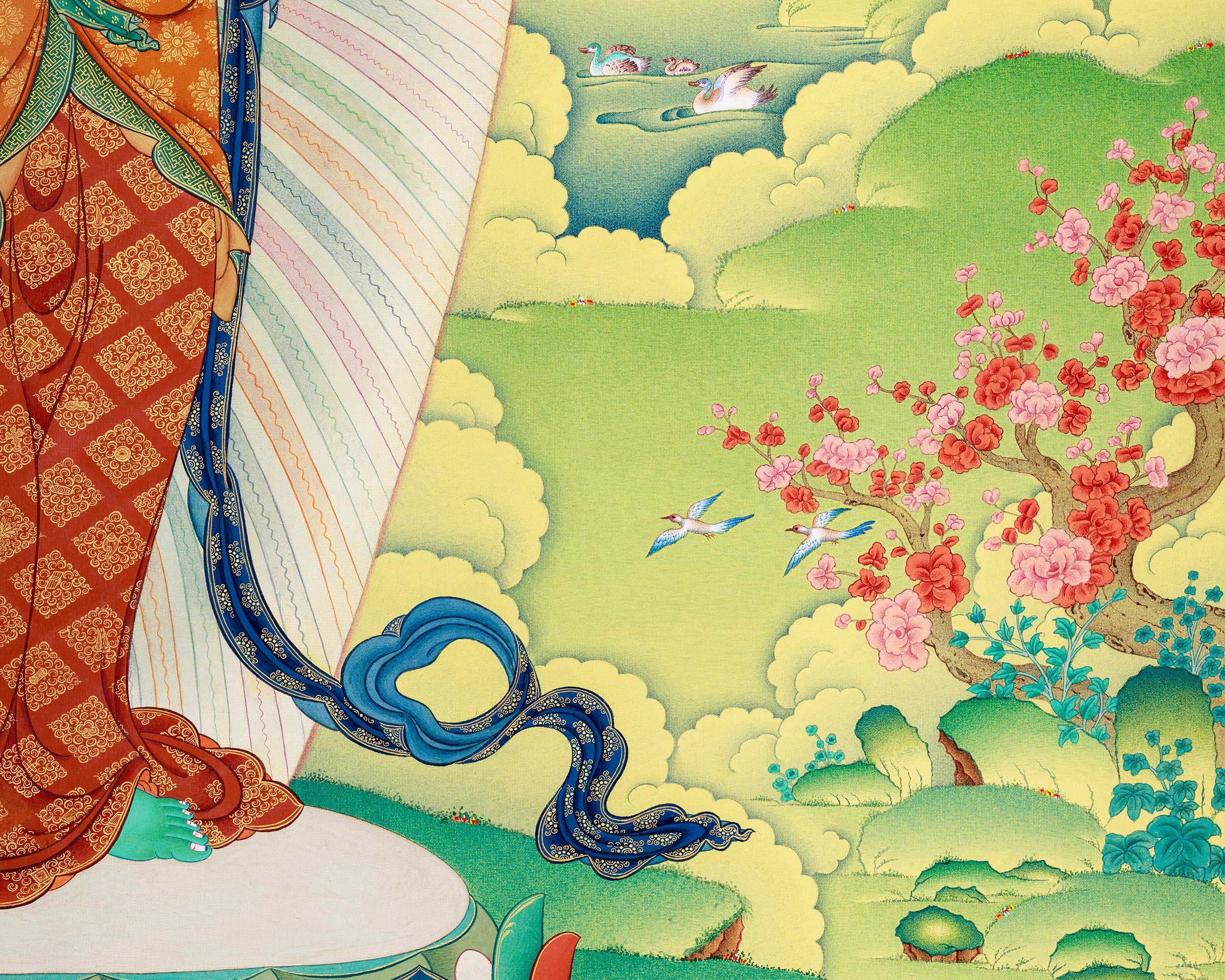 Extra-ordinary Green Tara Thangka: Large Canvas Art