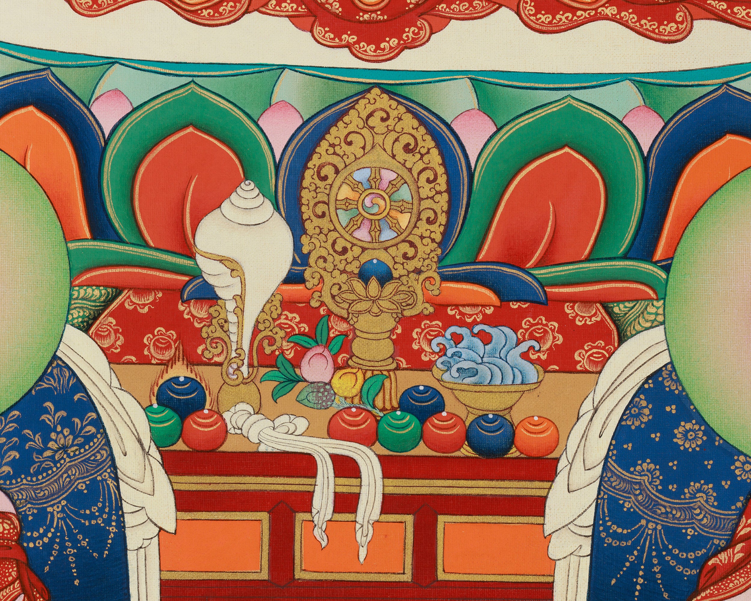 Tsongkhapa Canvas Print with Disciples | Giclee Thangka Art | Tibetan Buddhism Wall Hanging