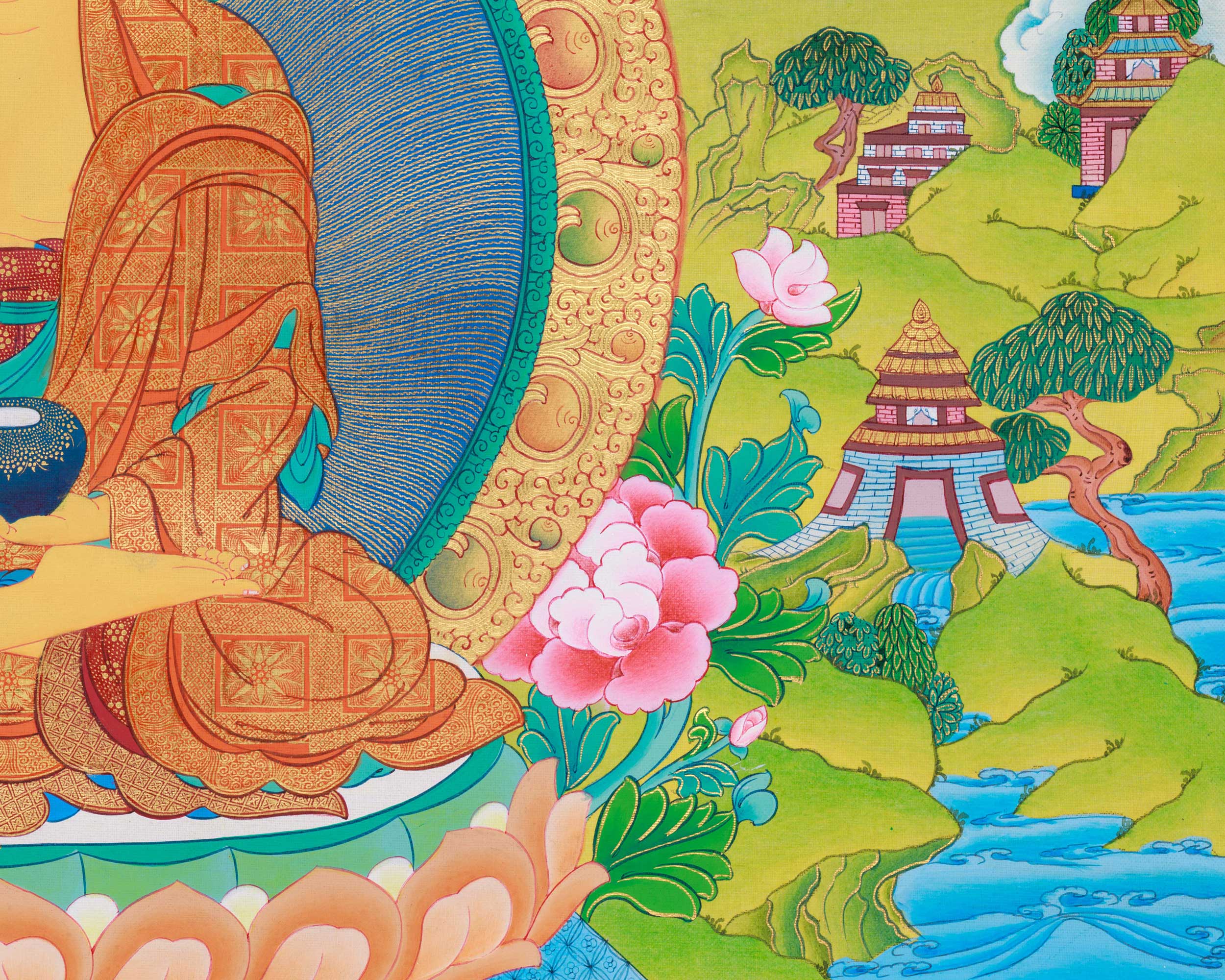 Buddha Shakyamuni Prayer Thangka | Hand-Painted Buddhist Deity Painting
