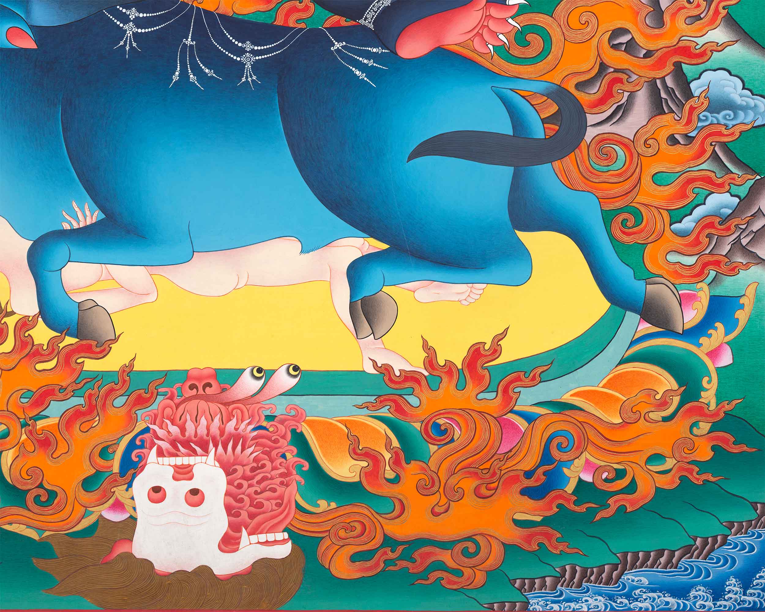 High-Quality Giclee Print Of Yama Dharmaraja | Traditional Nepali Print For Wall Hanging & Room Decor