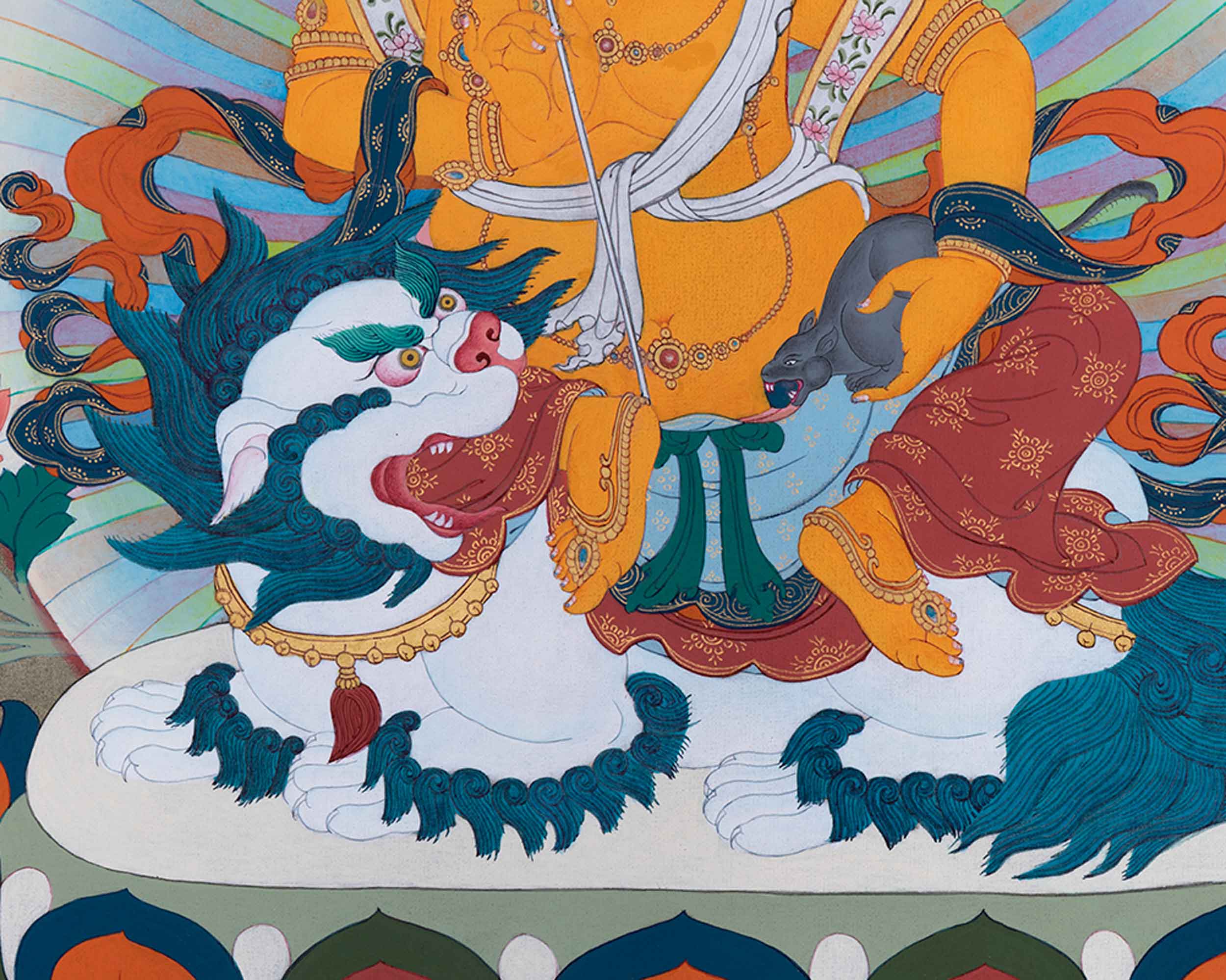 Five Dzambhala Thangka | Deity of Wealth and Compassion | Nepalese Hand-painted Thangka