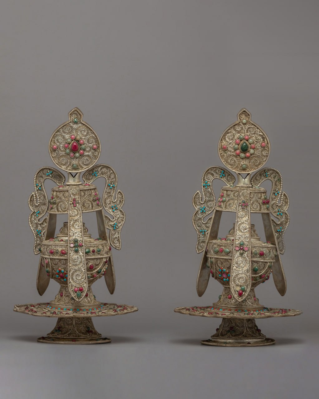 Pair of Tibetan Tsebum Long Life Vases 