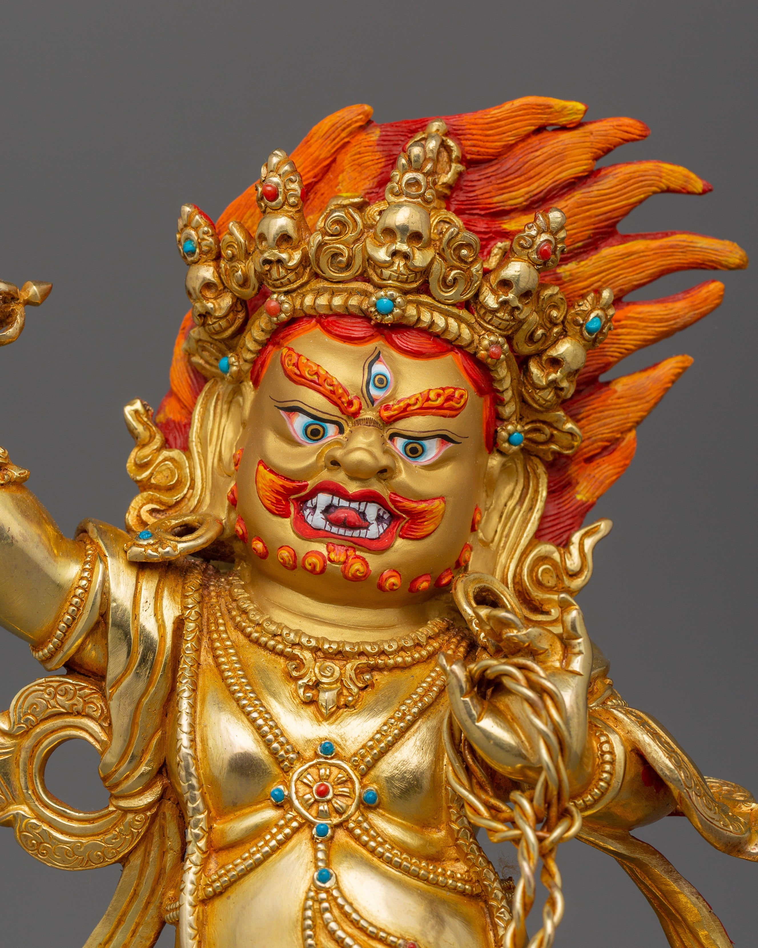 Divine Guardian Deity Vajrapani | 24K Gold Gilded Sculpture
