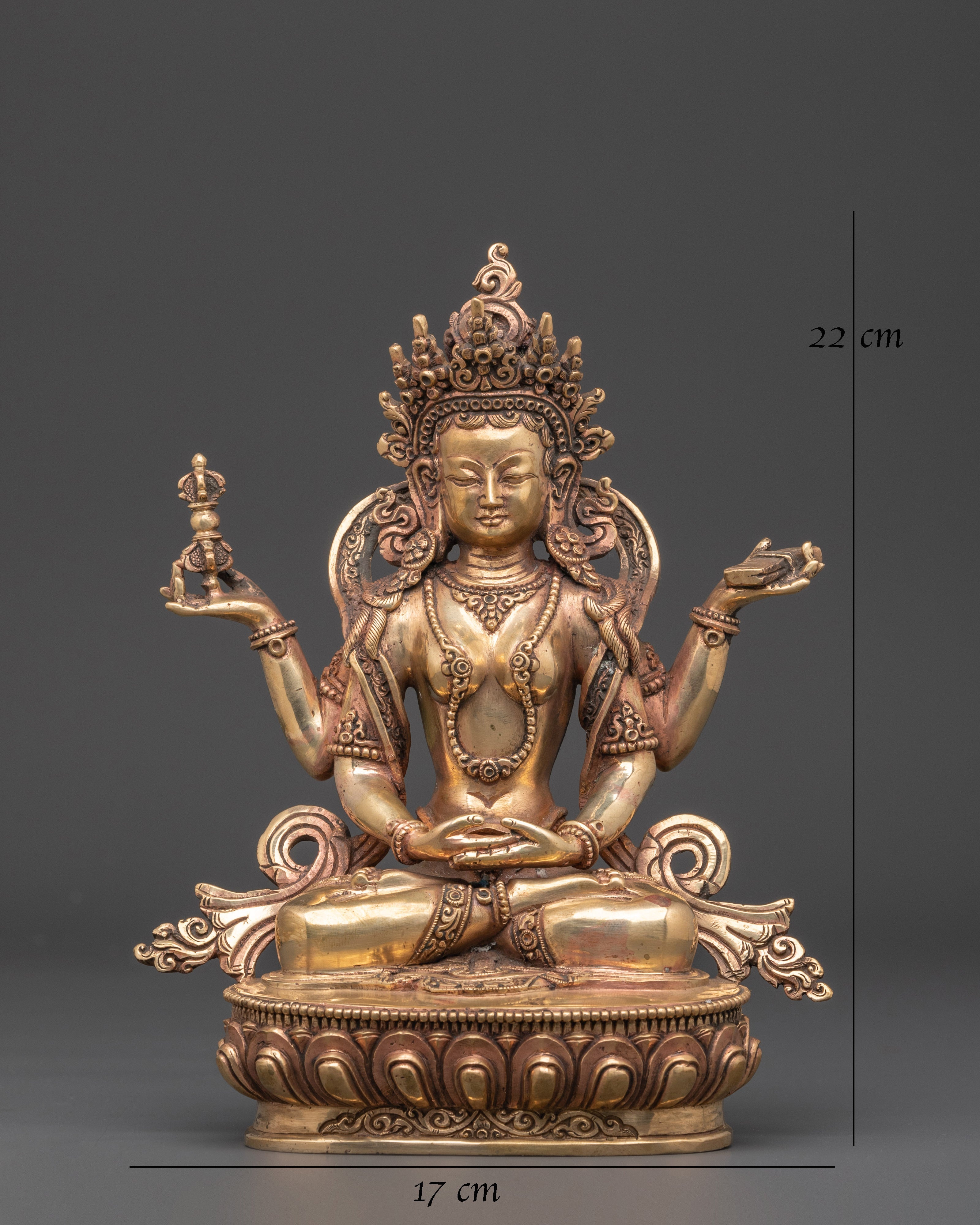 Handcrafted Copper Prajna Paramita Statue | Bodhisattva of Wisdom