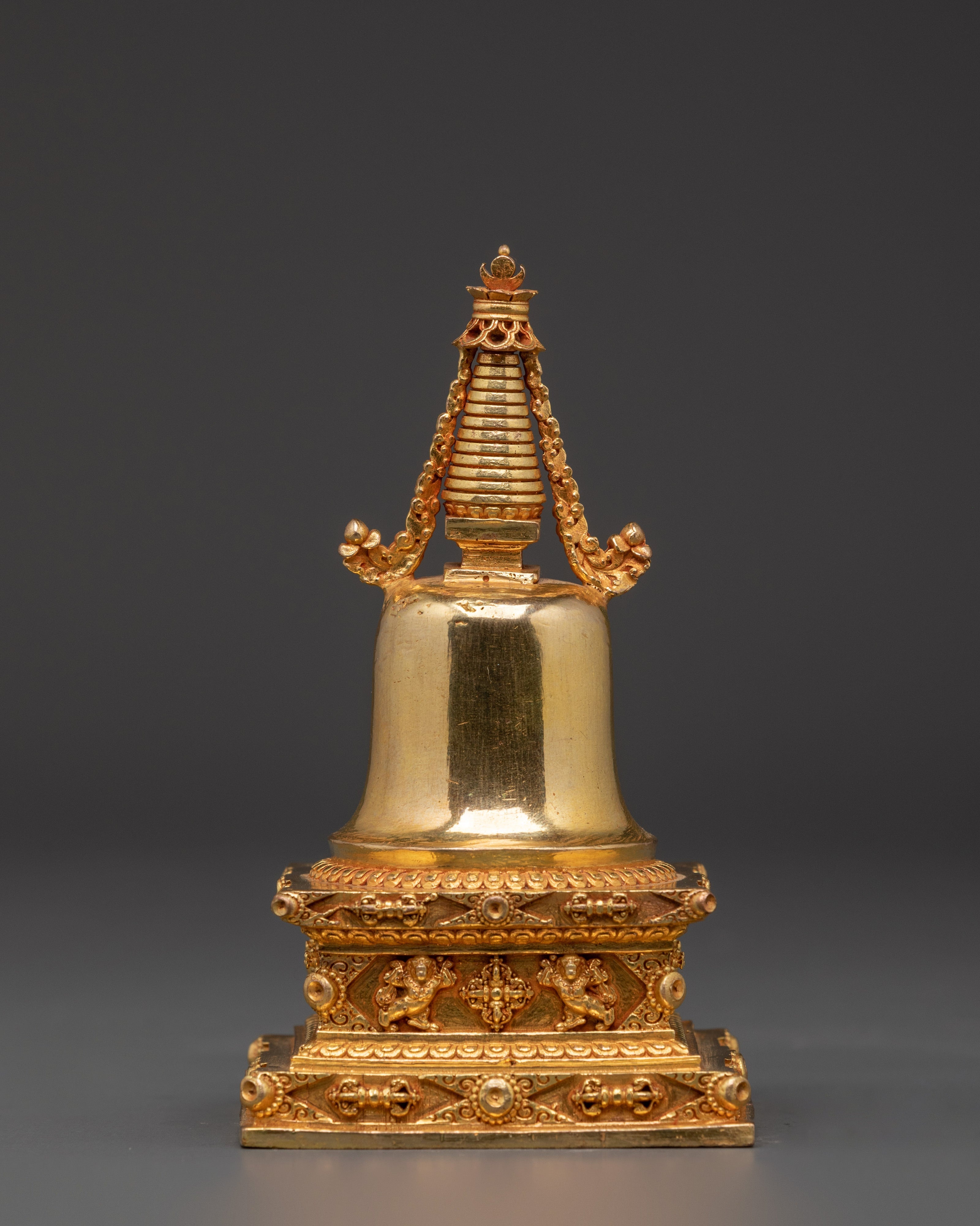 Enlightenment Copper Stupa | Handcrafted Gold Plated Tibetan Buddhist Statue