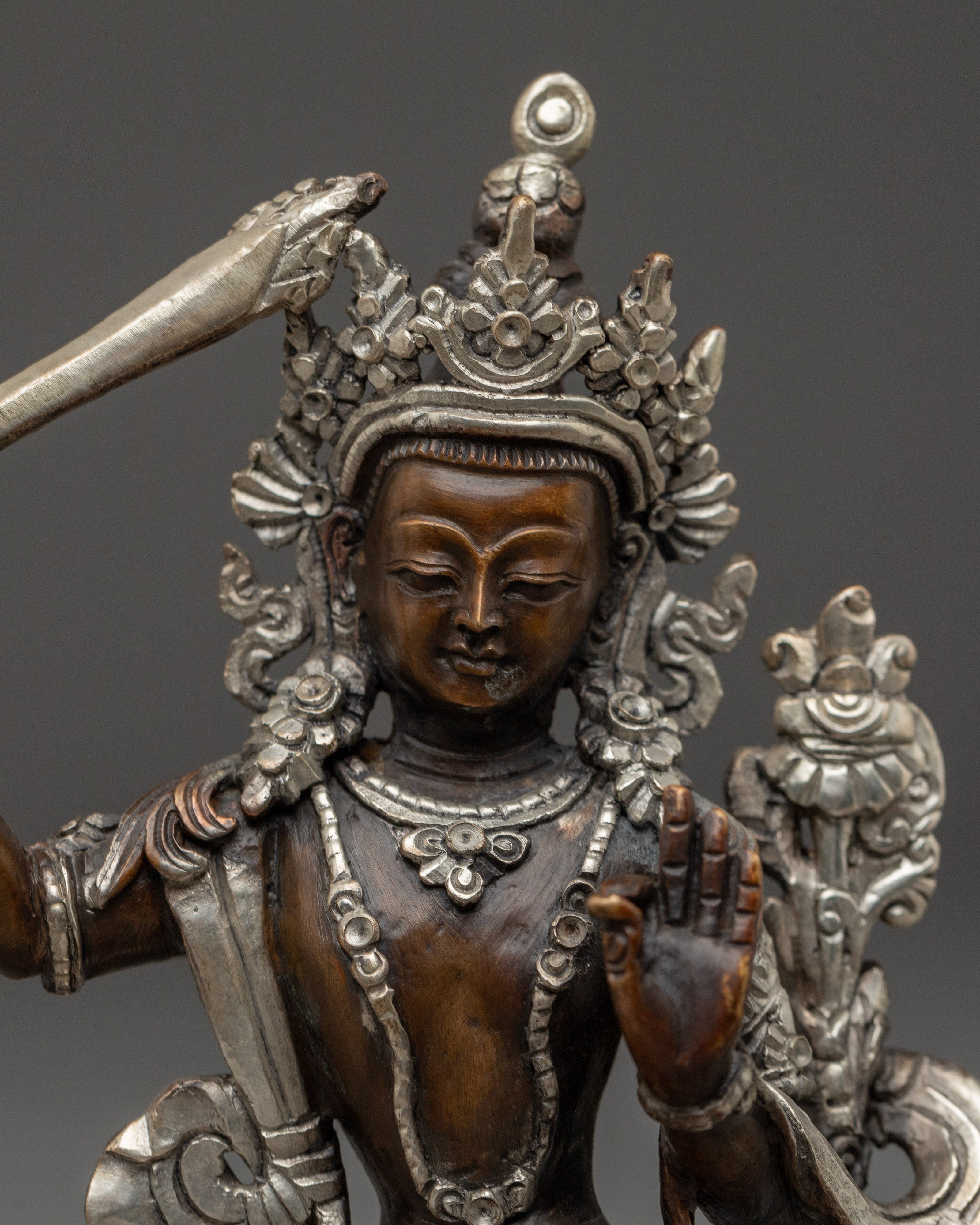 Black Oxidized Manjushri Statue | Embodiment of Wisdom
