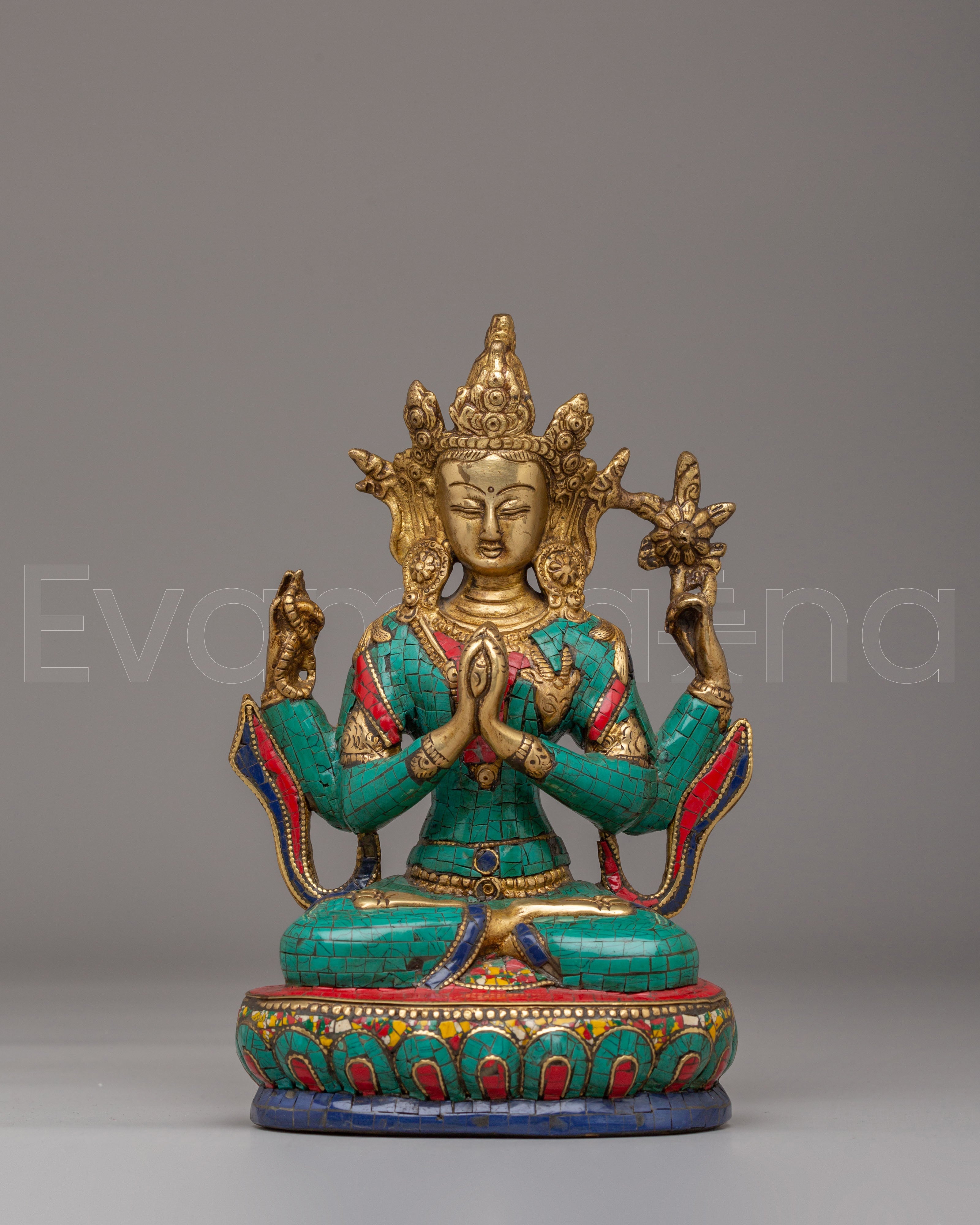 Tibetan Chenrezig Statue for Altar | Buddhist Deity Figurine