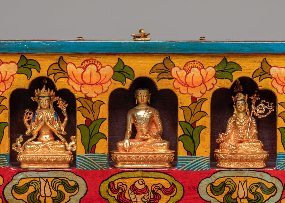 Tibetan Altar Box with Statue | Perfect for Meditation & Spiritual Decor