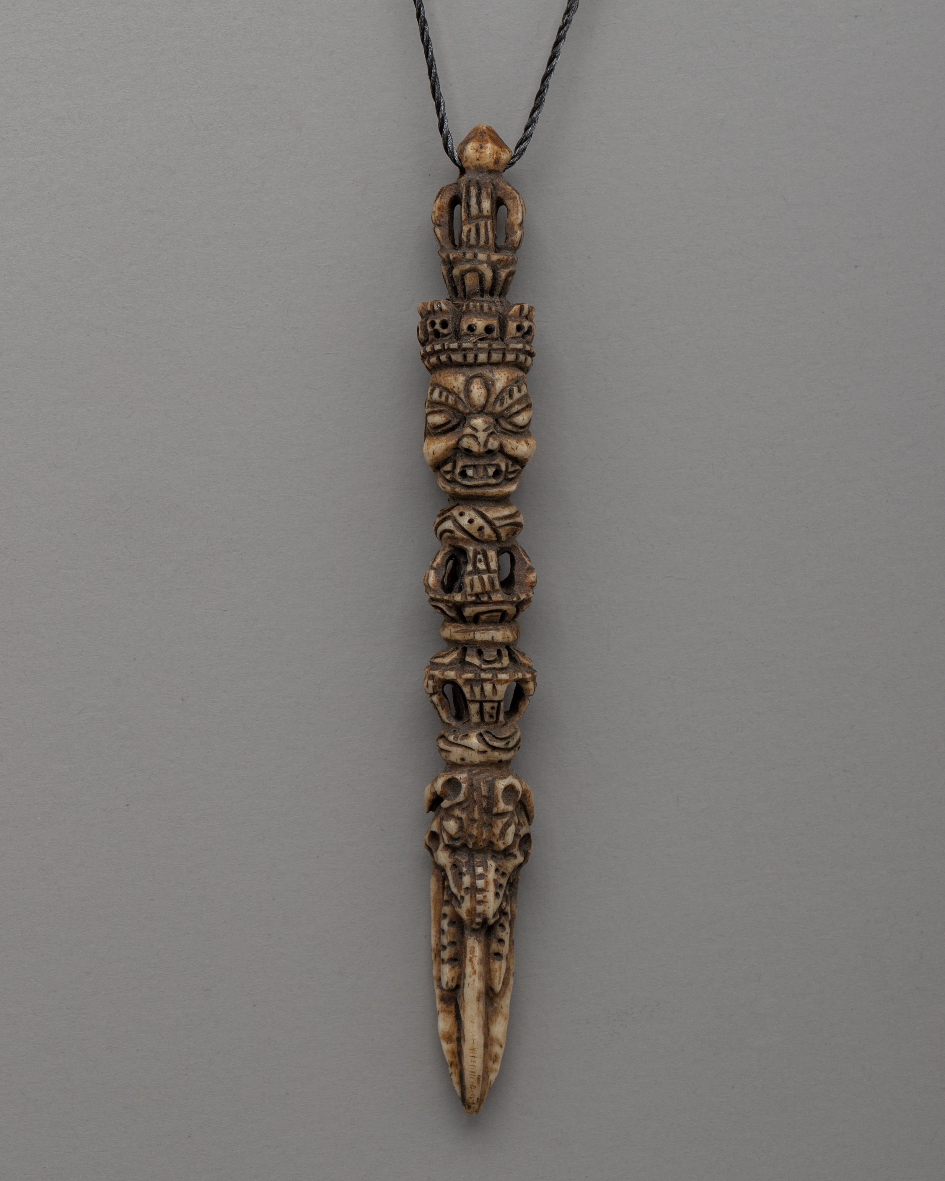 Phurba-Inspired Buffalo Bone Hand-Carved Locket