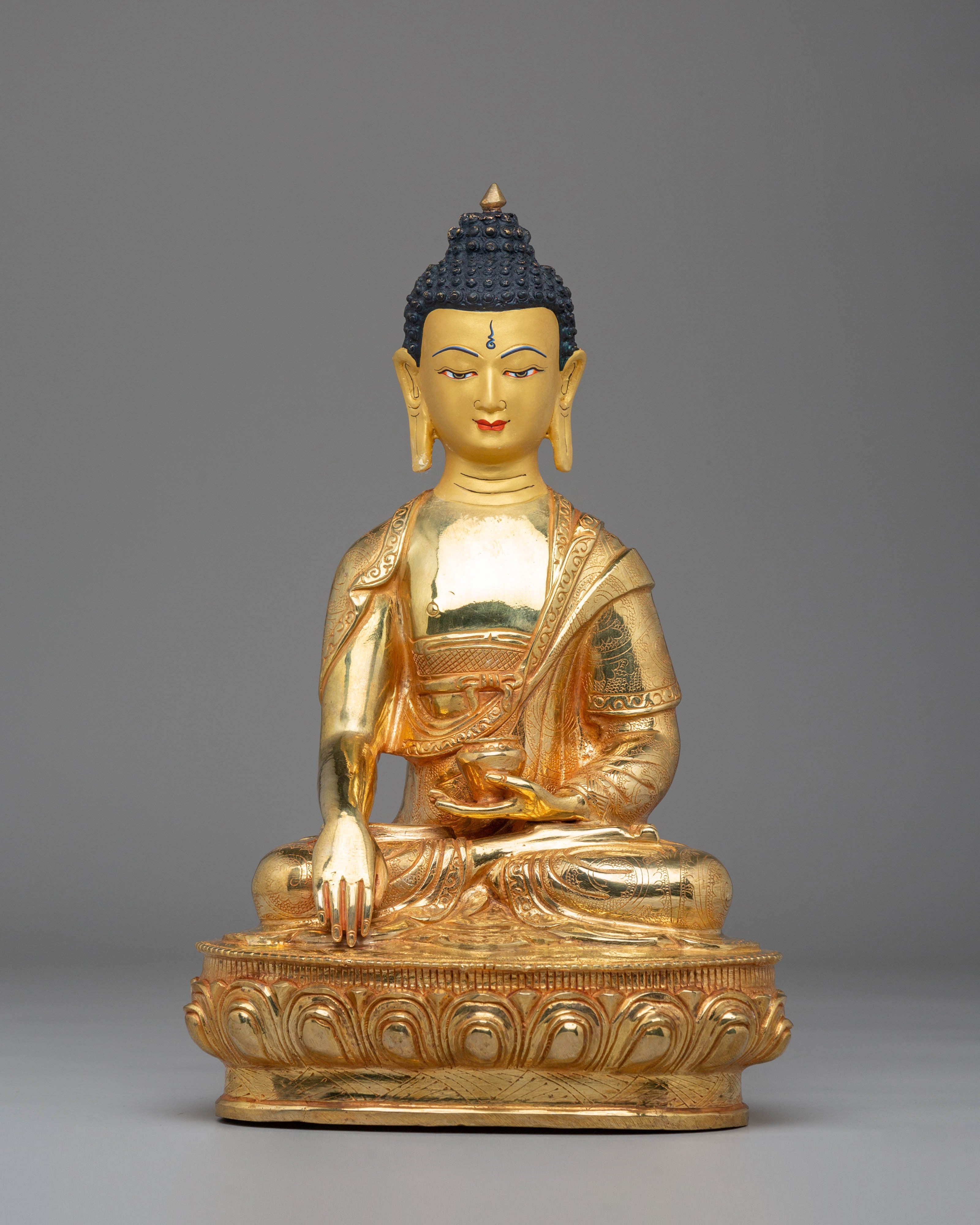 Handcrafted Golden Statue of Buddha Dharma Sangha | Tibetan Buddhism Artwork