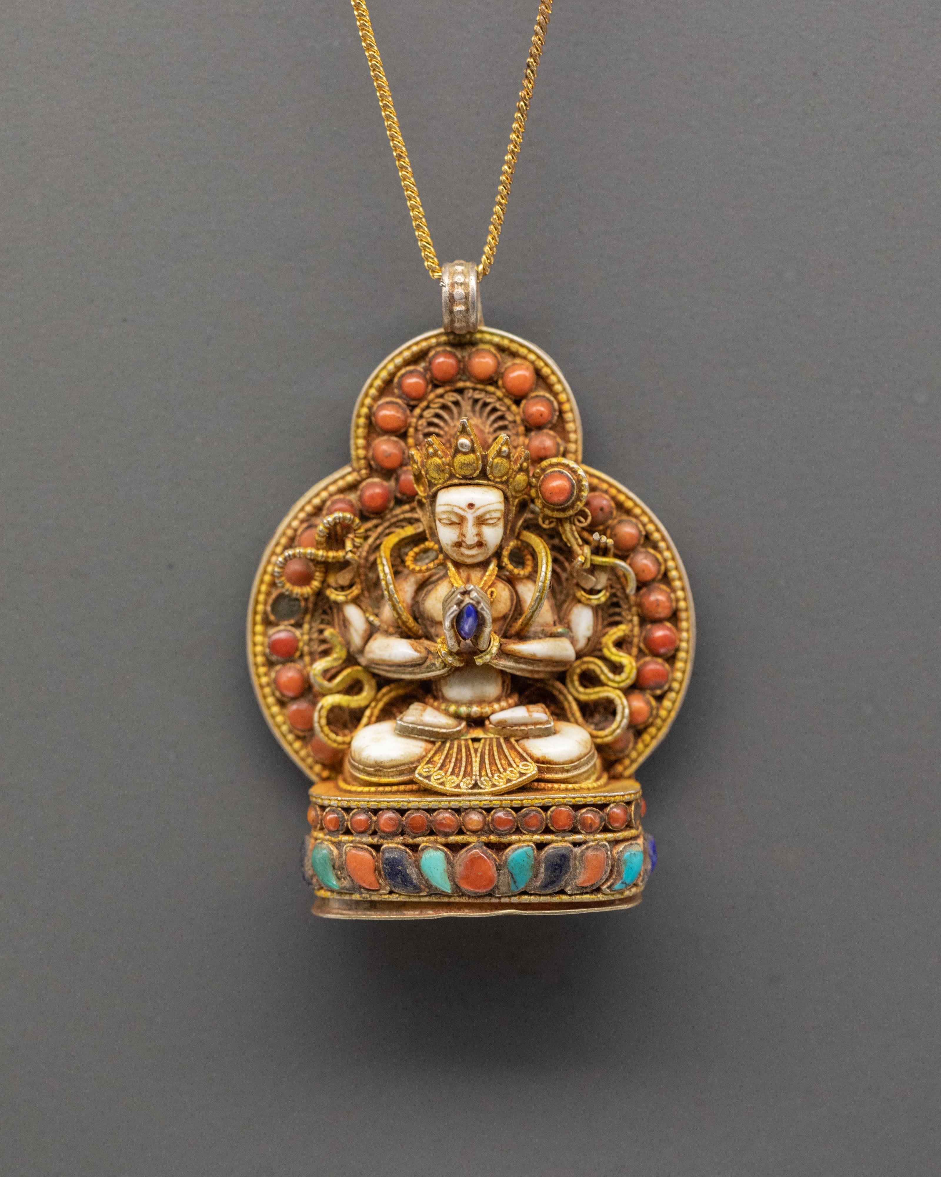 Gold Chenrezig Pendant | Symbol of Wisdom