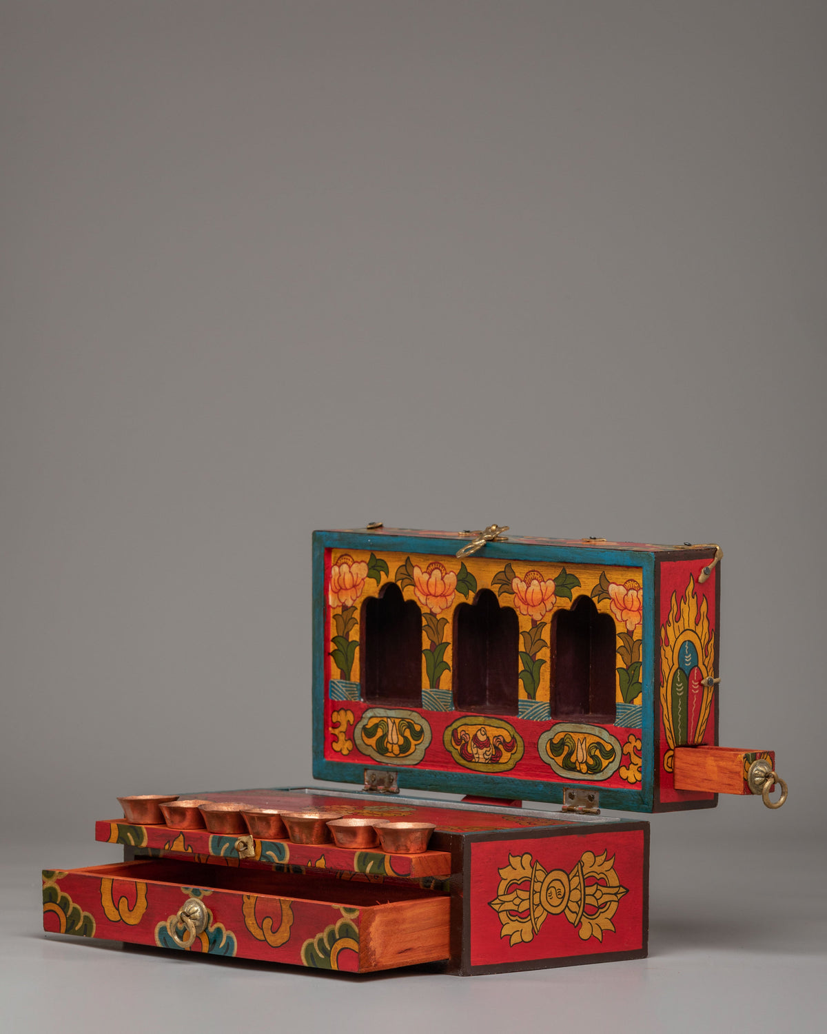 Tibetan Altar Box with Statue | Perfect for Meditation & Spiritual Decor
