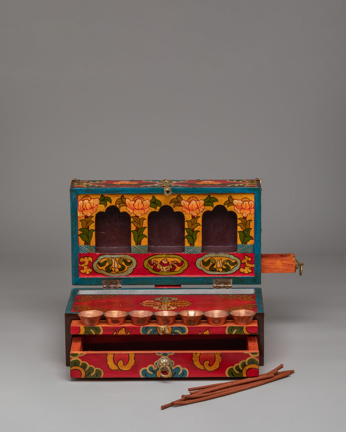 Spiritual Altar Box with Statue | Sacred Decor for Meditation & Rituals