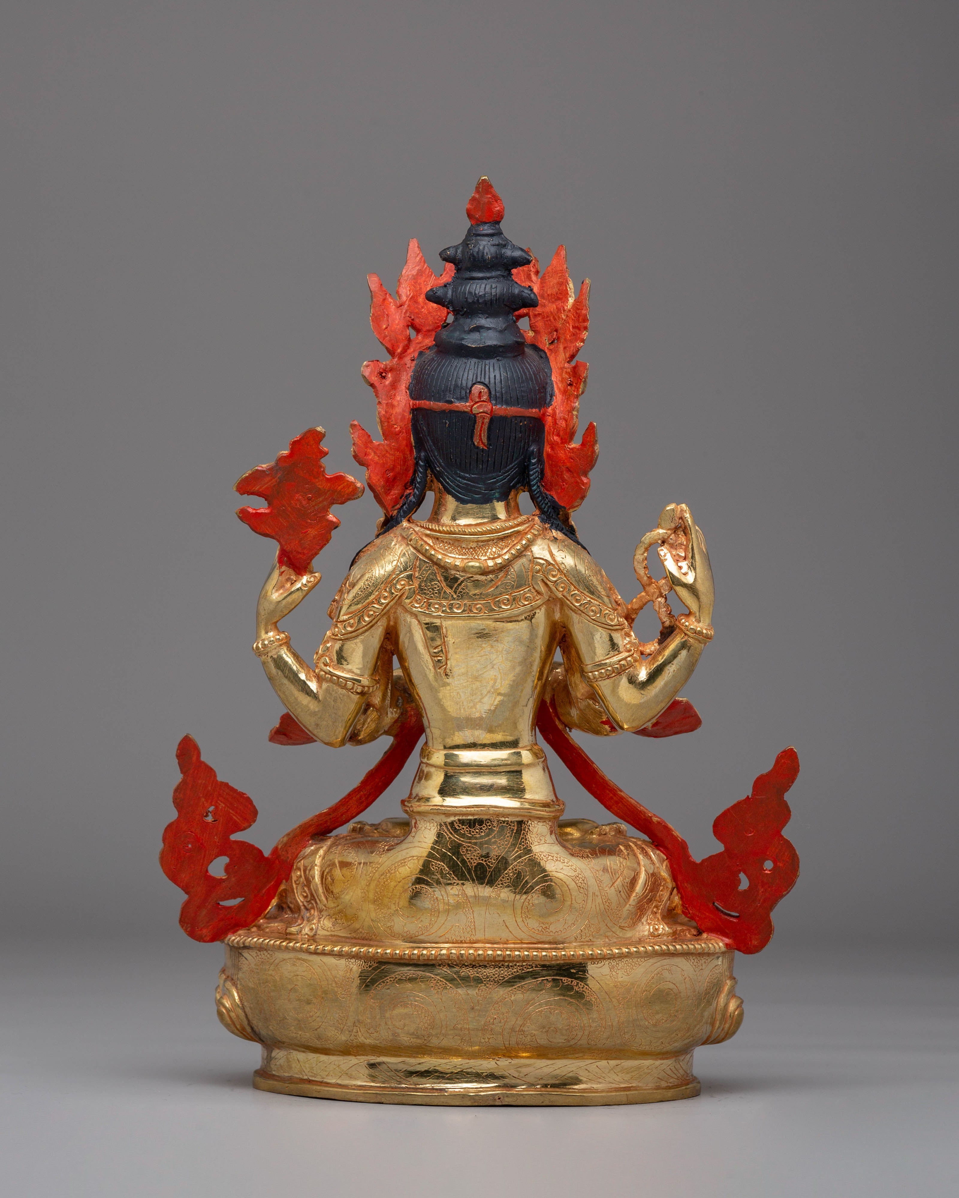 Handcrafted Golden Statue of Buddha Dharma Sangha | Tibetan Buddhism Artwork