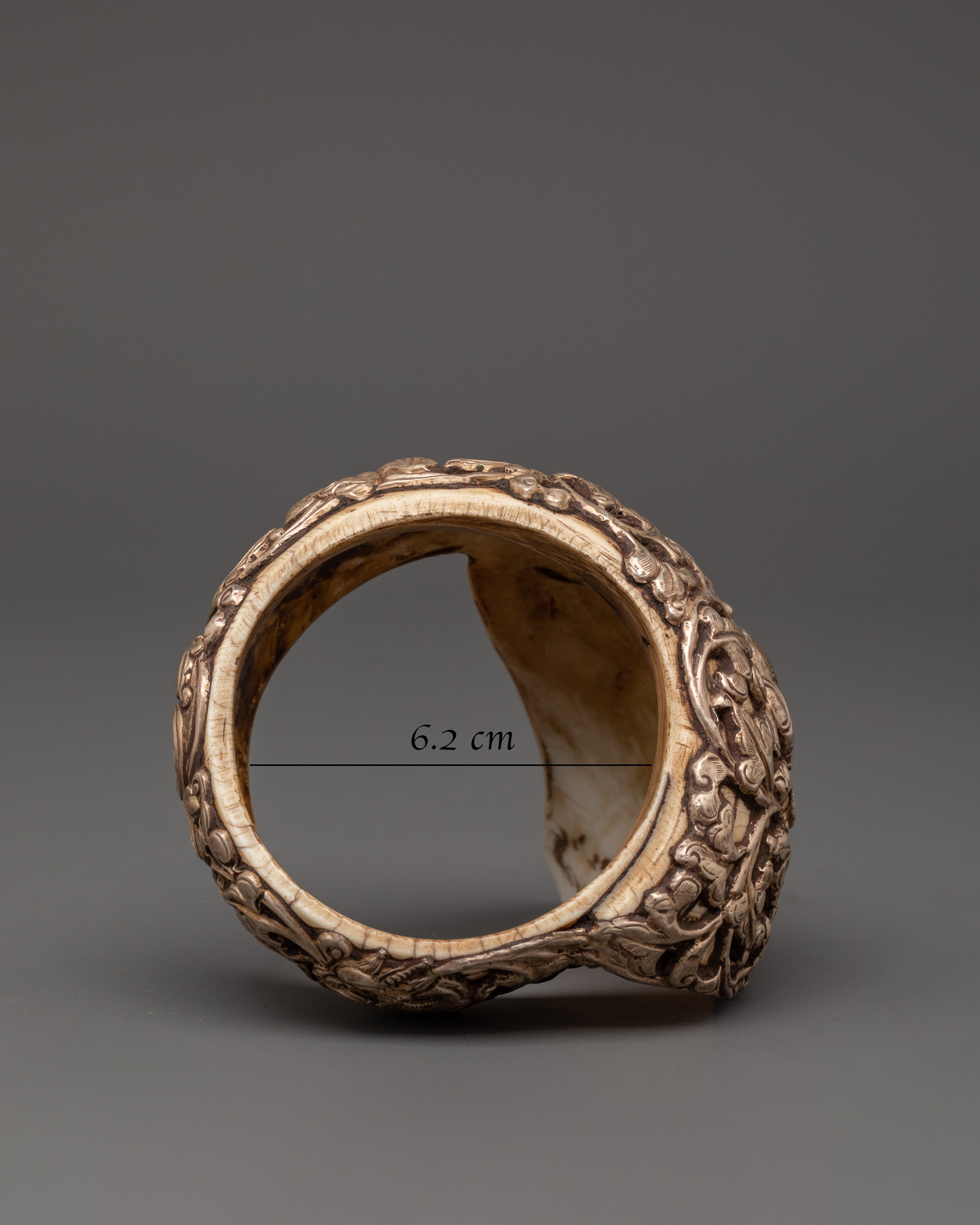 Elephant Carved Conch Shell Bangle | Himalayan Sacred Jewelry