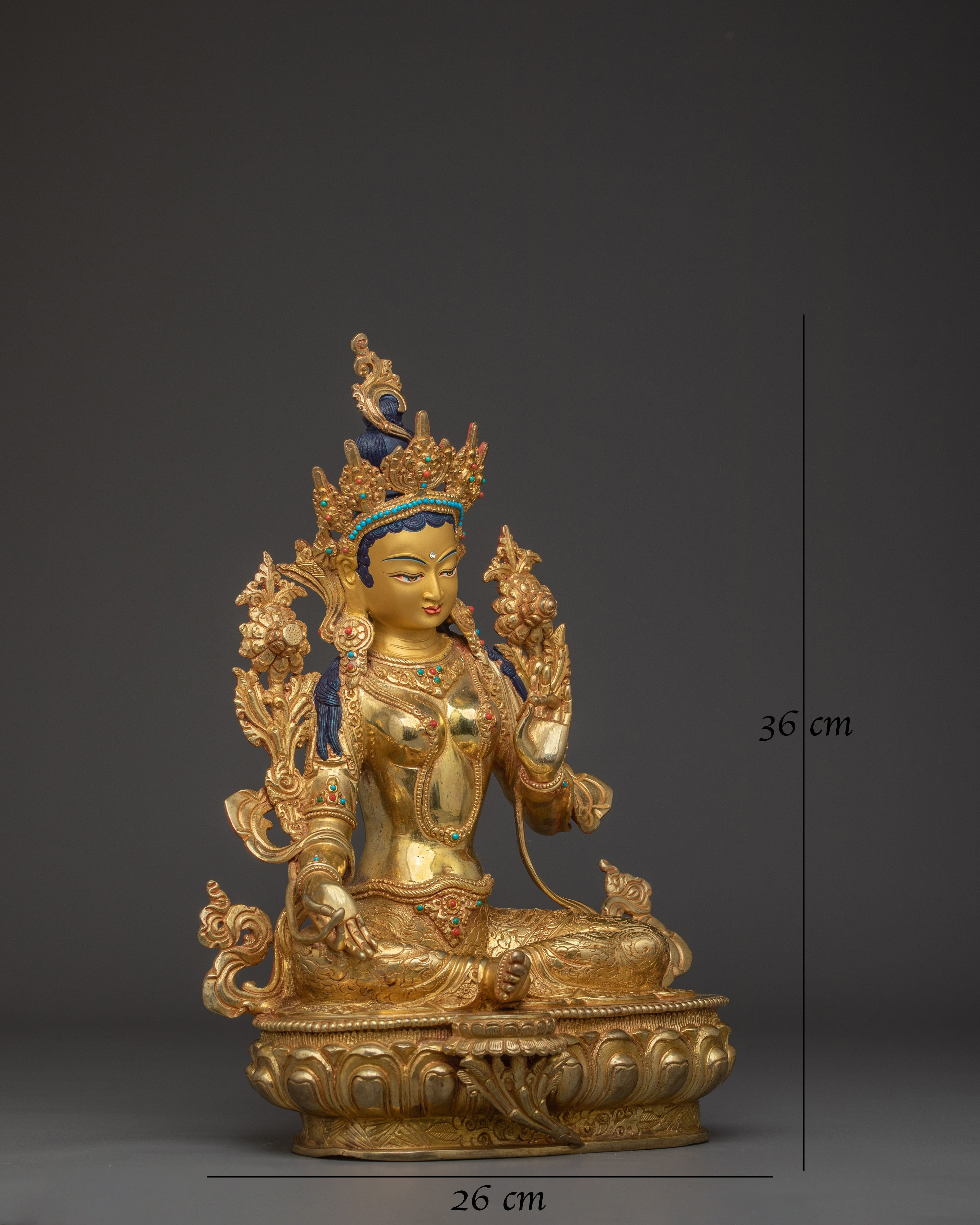 24K gold Green Tara statue