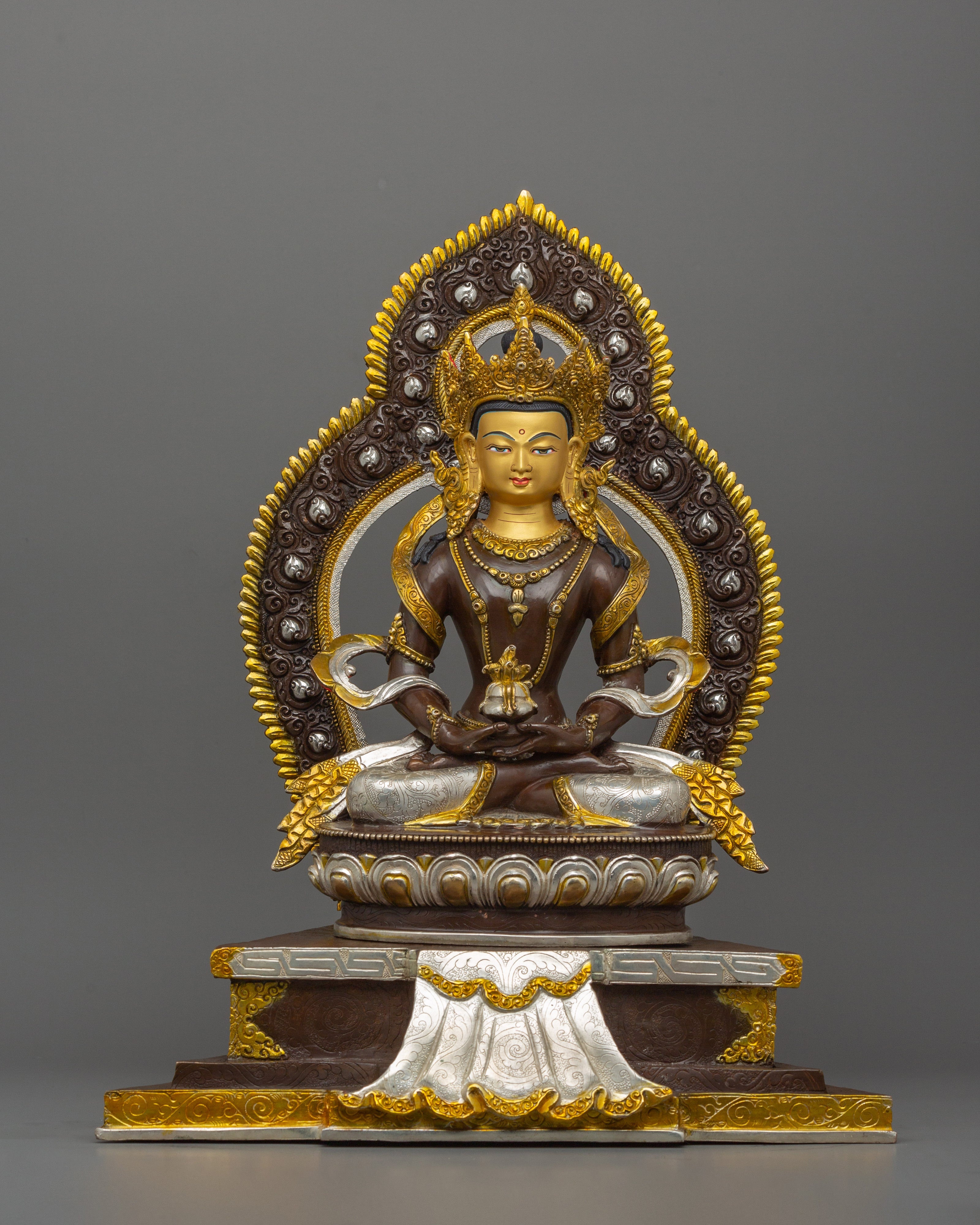 16.1 Inches Silver Plated Amitayus