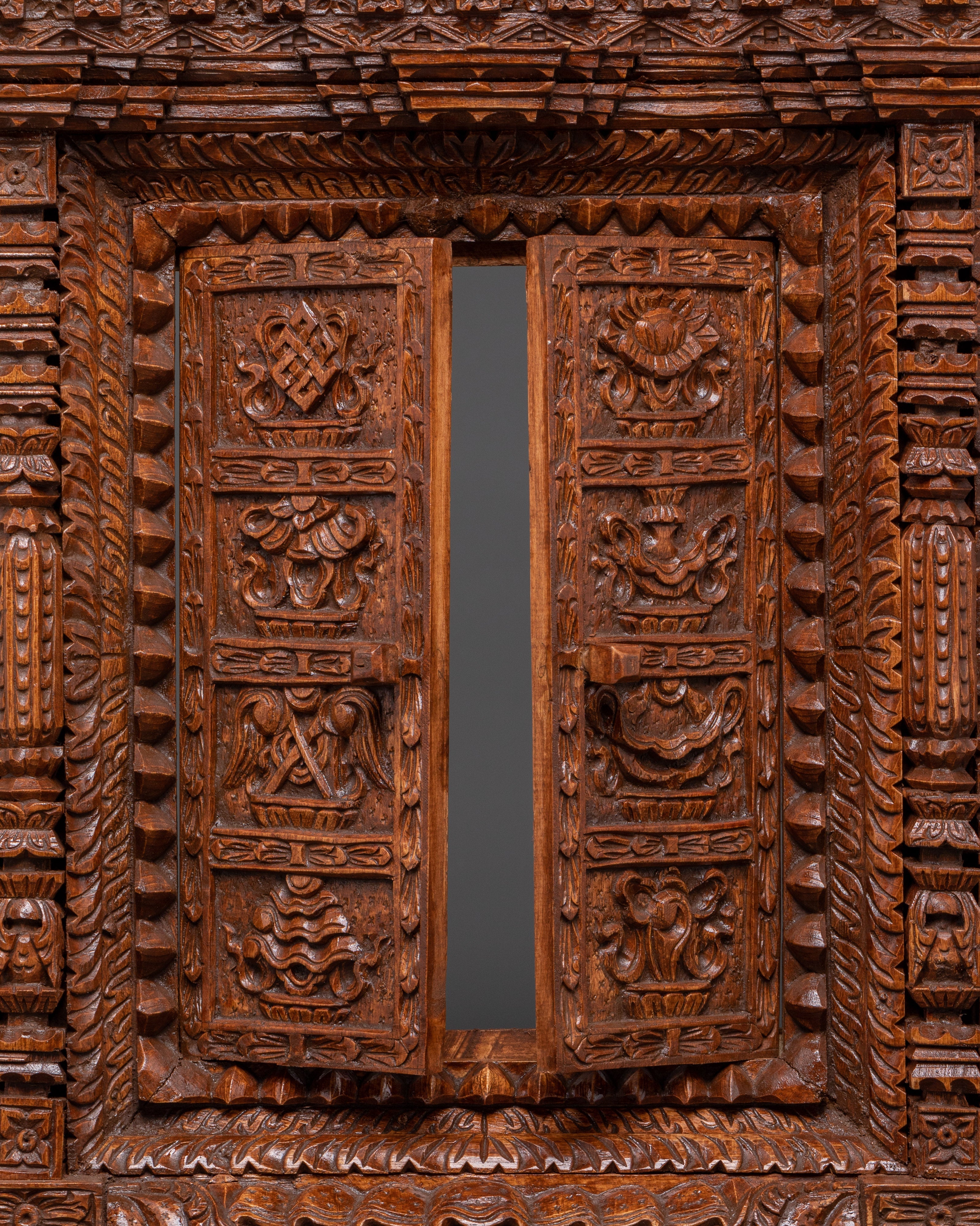 Auspicious Symbols Adina Wood Wall Hanging | Handcrafted Spiritual Decor