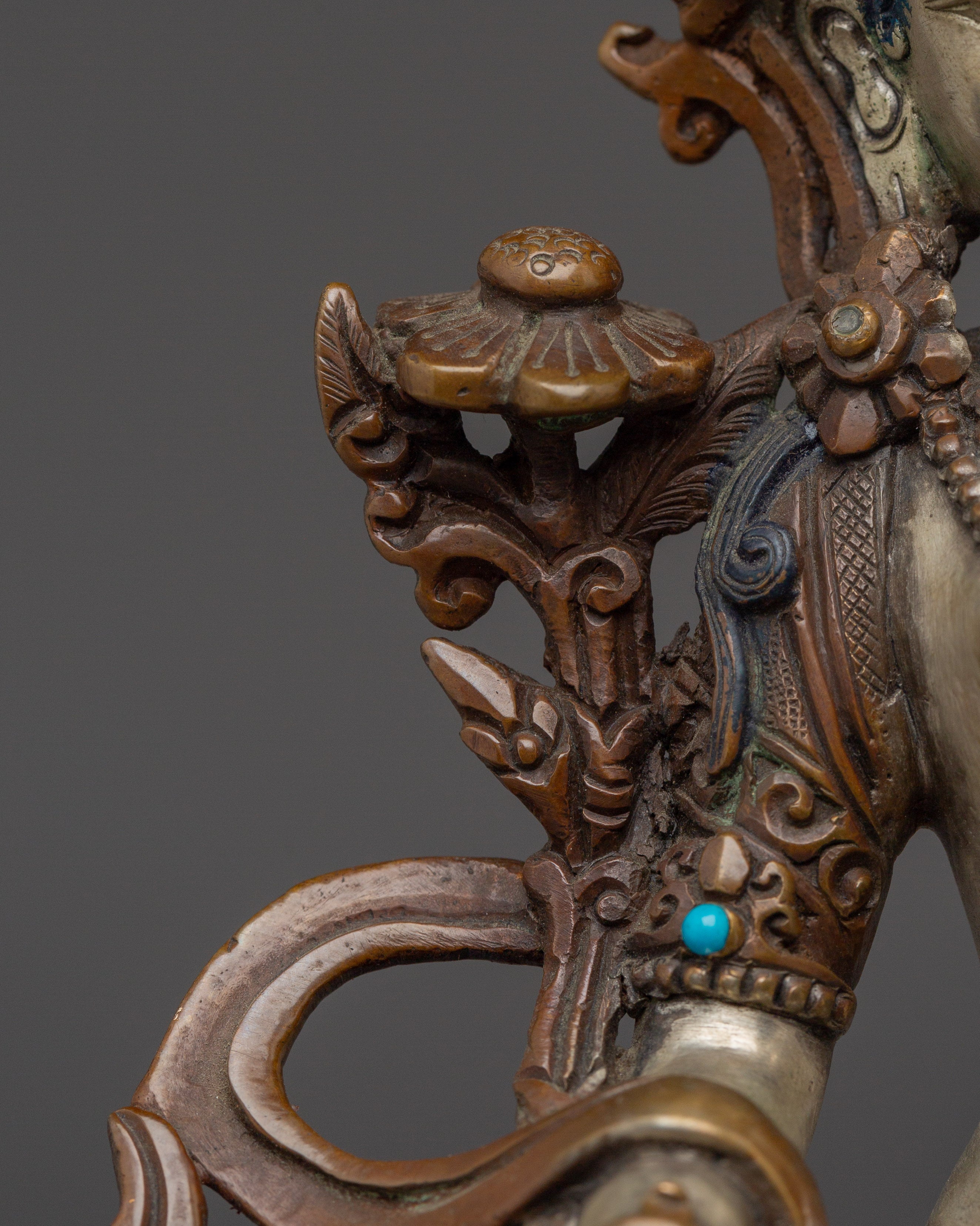 Silver and Copper White Tara Statue with Throne | Healing, Longevity & Spiritual Decor