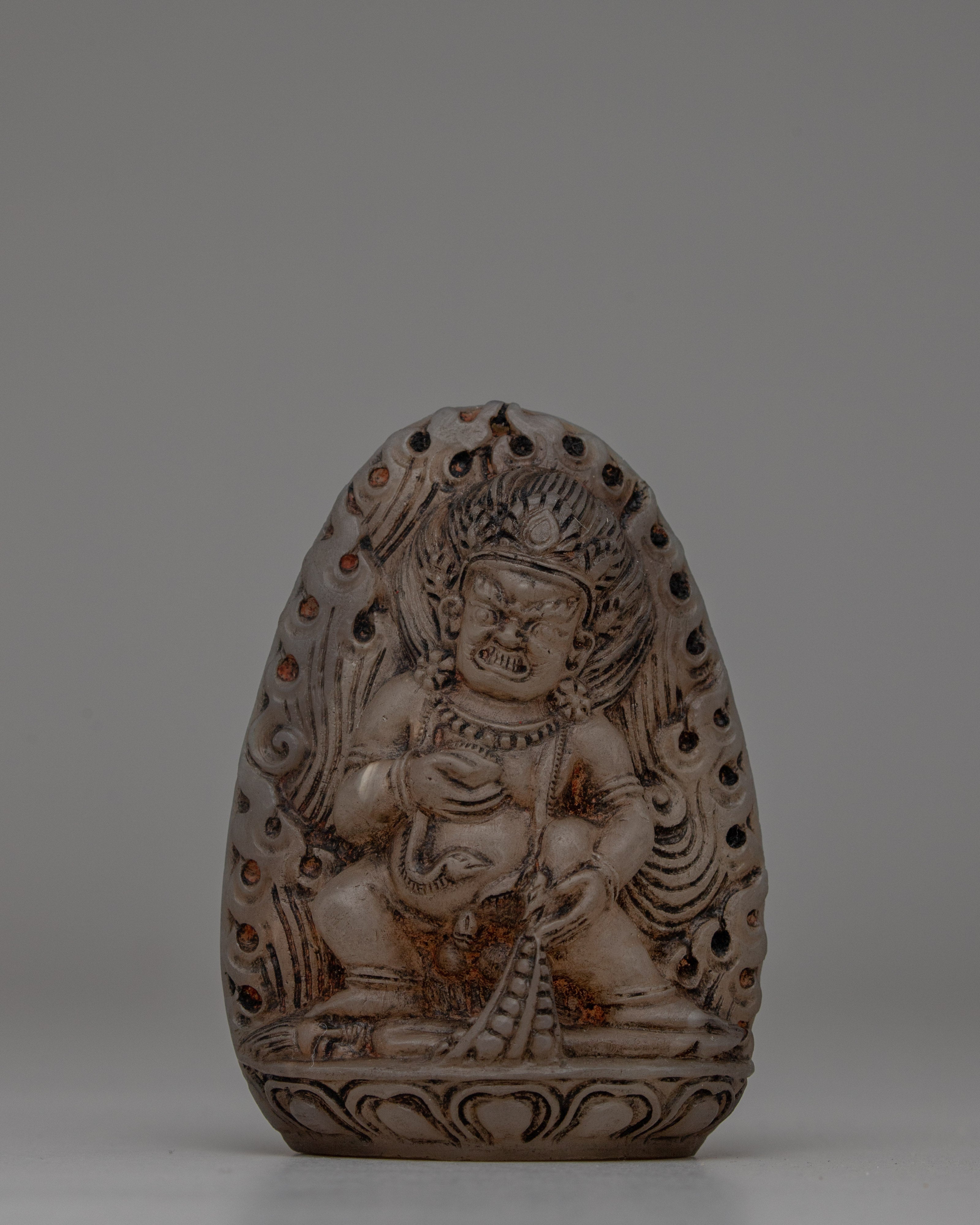 Crystal Hand-Carved Black Dzambhala Statue | Tibetan God of Wealth Figurine