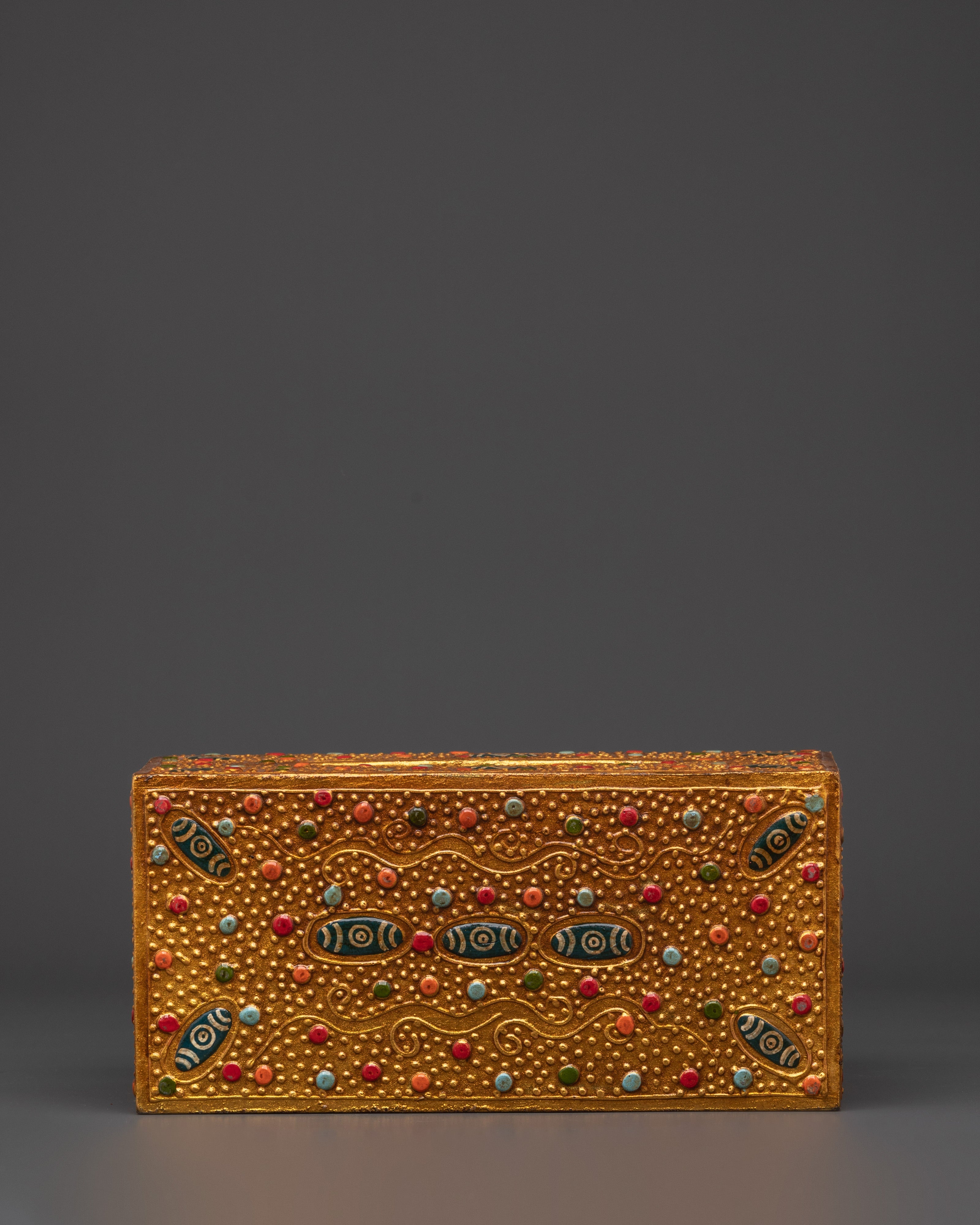 Hand Painted Tibetan Tissue Box | Colorful Wood Box with Acrylic Detailing