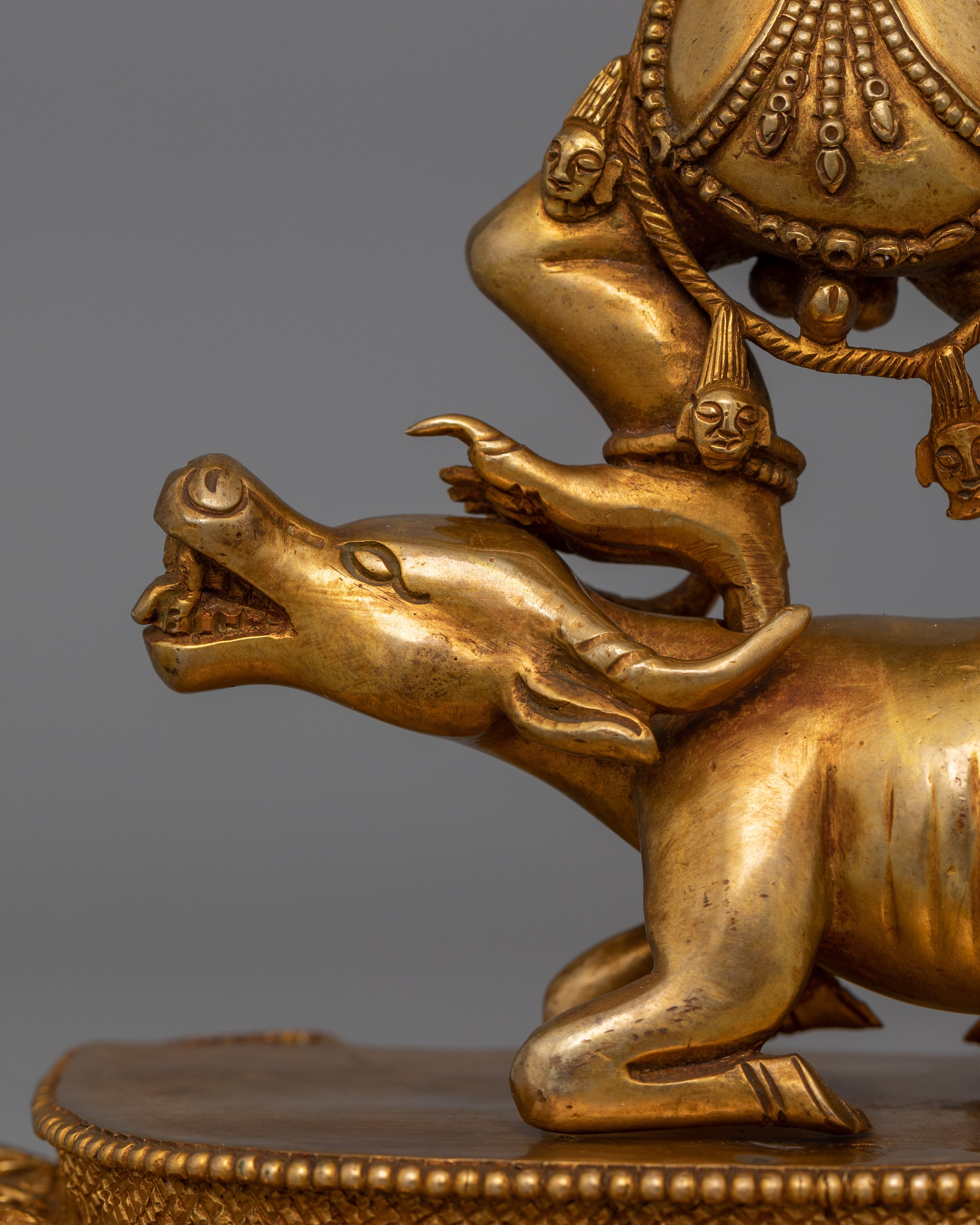 24K Gold Gilt Yama Dharmaraja Statue | Protector of Wisdom and Spiritual Strength