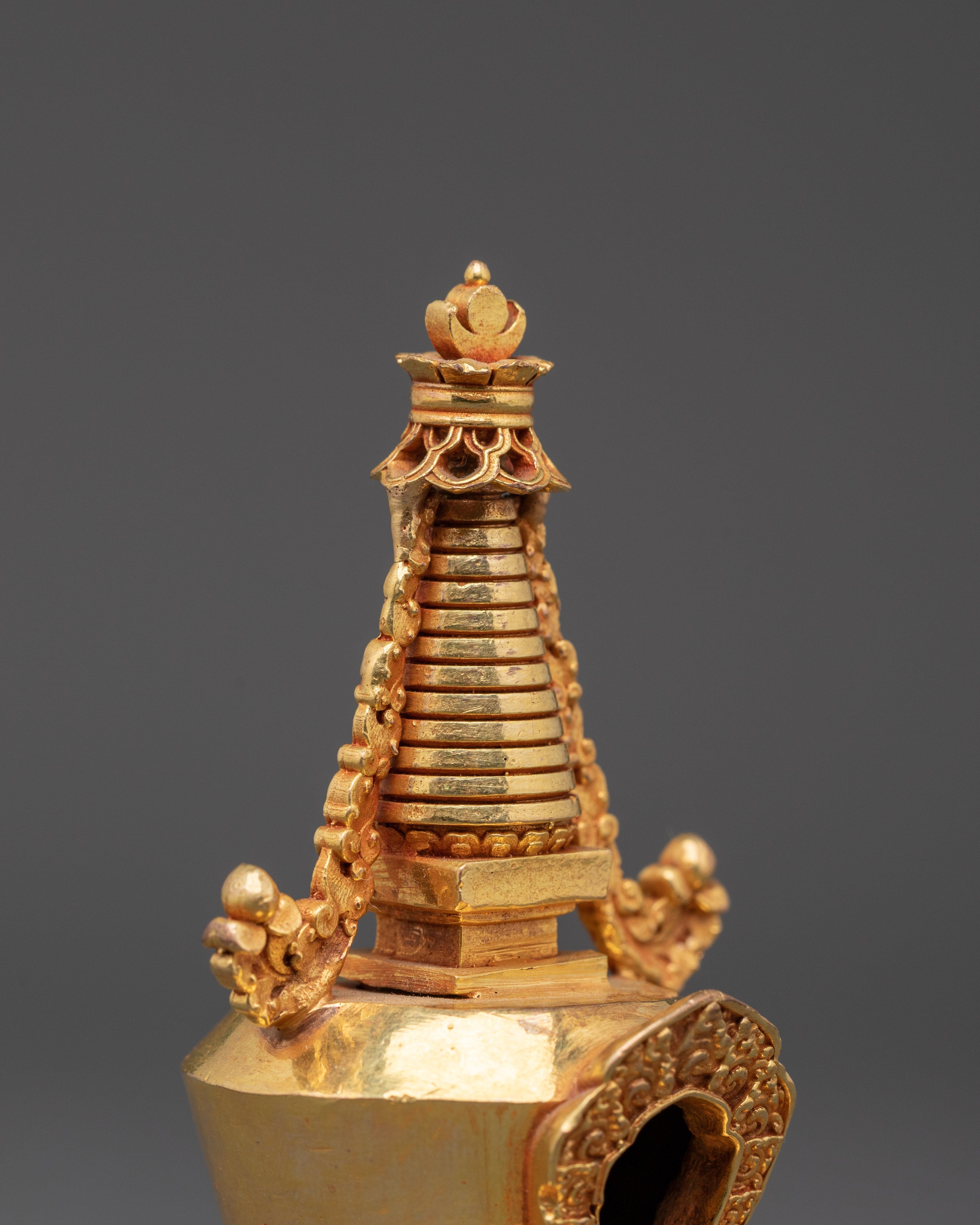 Tibetan Buddhist Ritual Shrine | Handcrafted Gold Plated Copper Altar Decoration