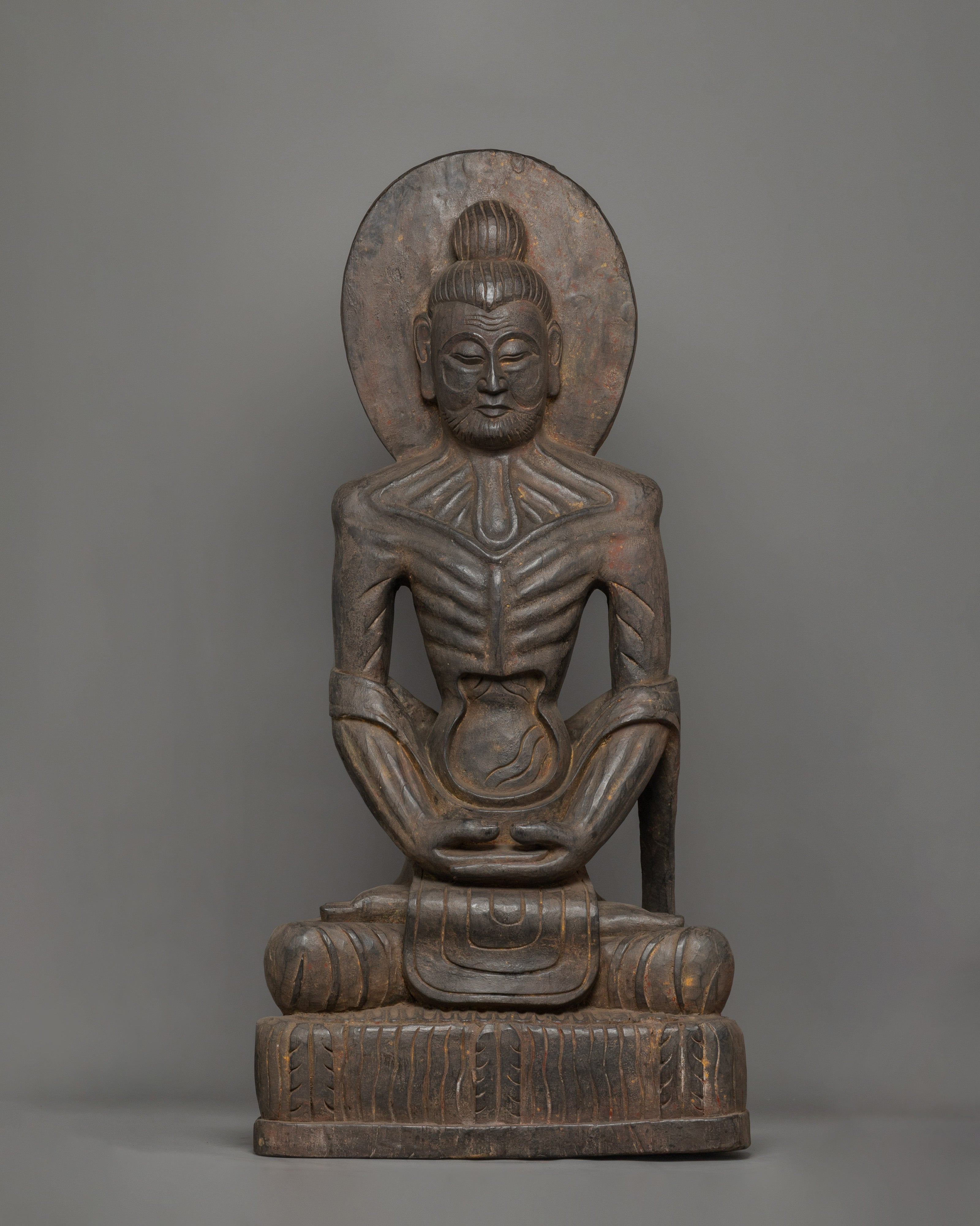 fasting-buddha-wooden-statue