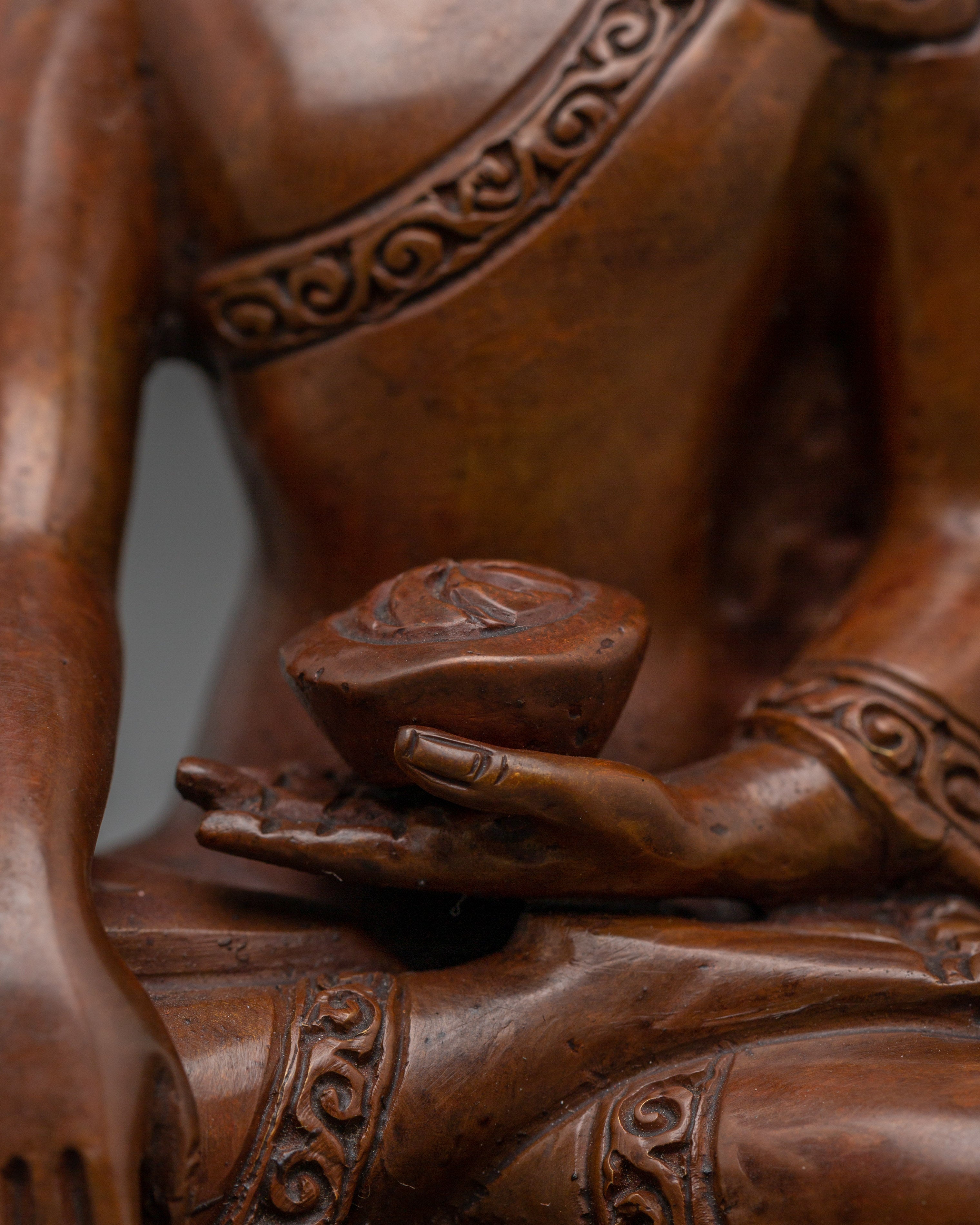 Handcrafted Oxidized Copper Shakyamuni Buddha Sculpture | Nepalese Altar Statue