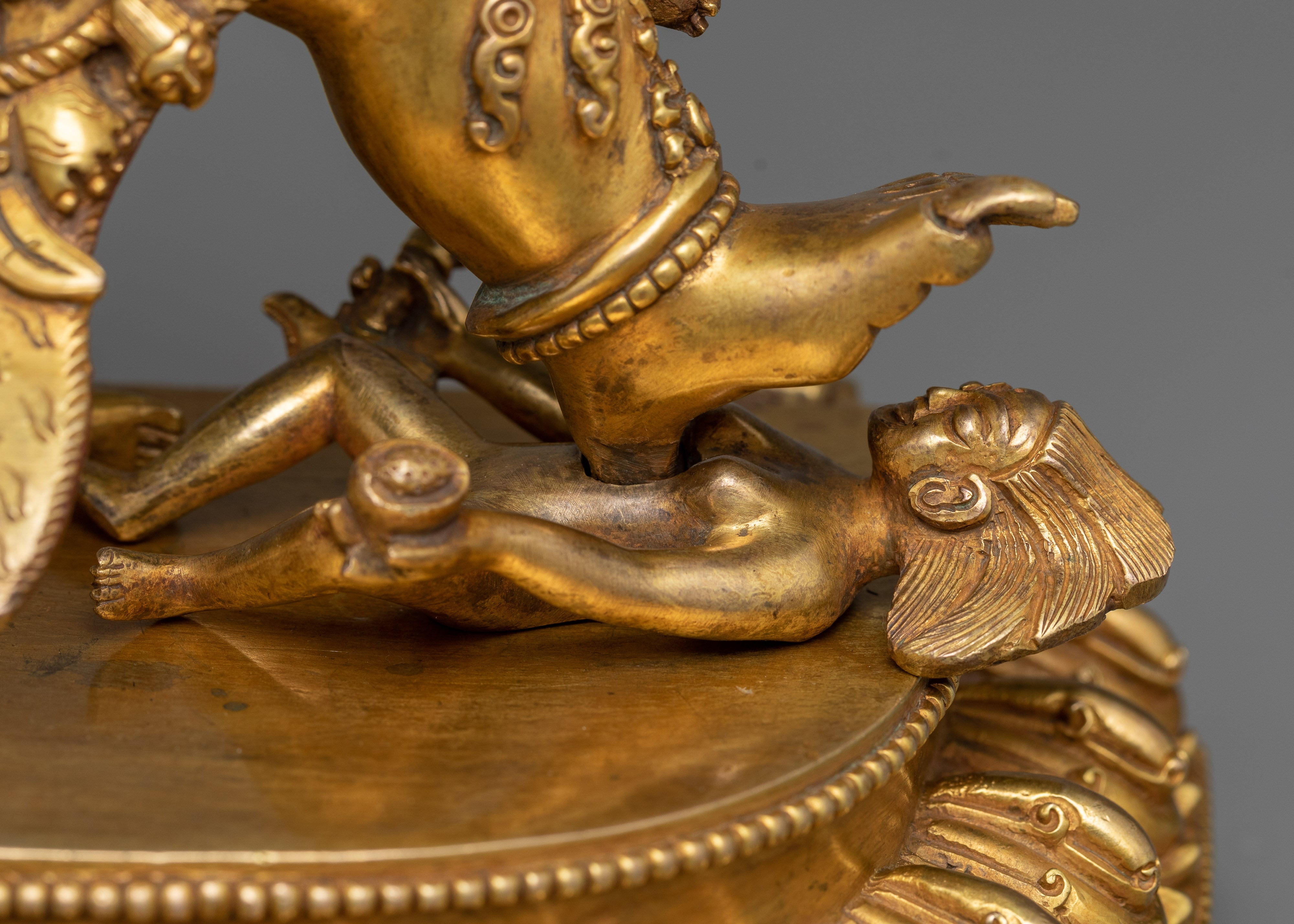 Fierce Guru Drakpo Idol | 24K Gold Gilded Copper Sculpture