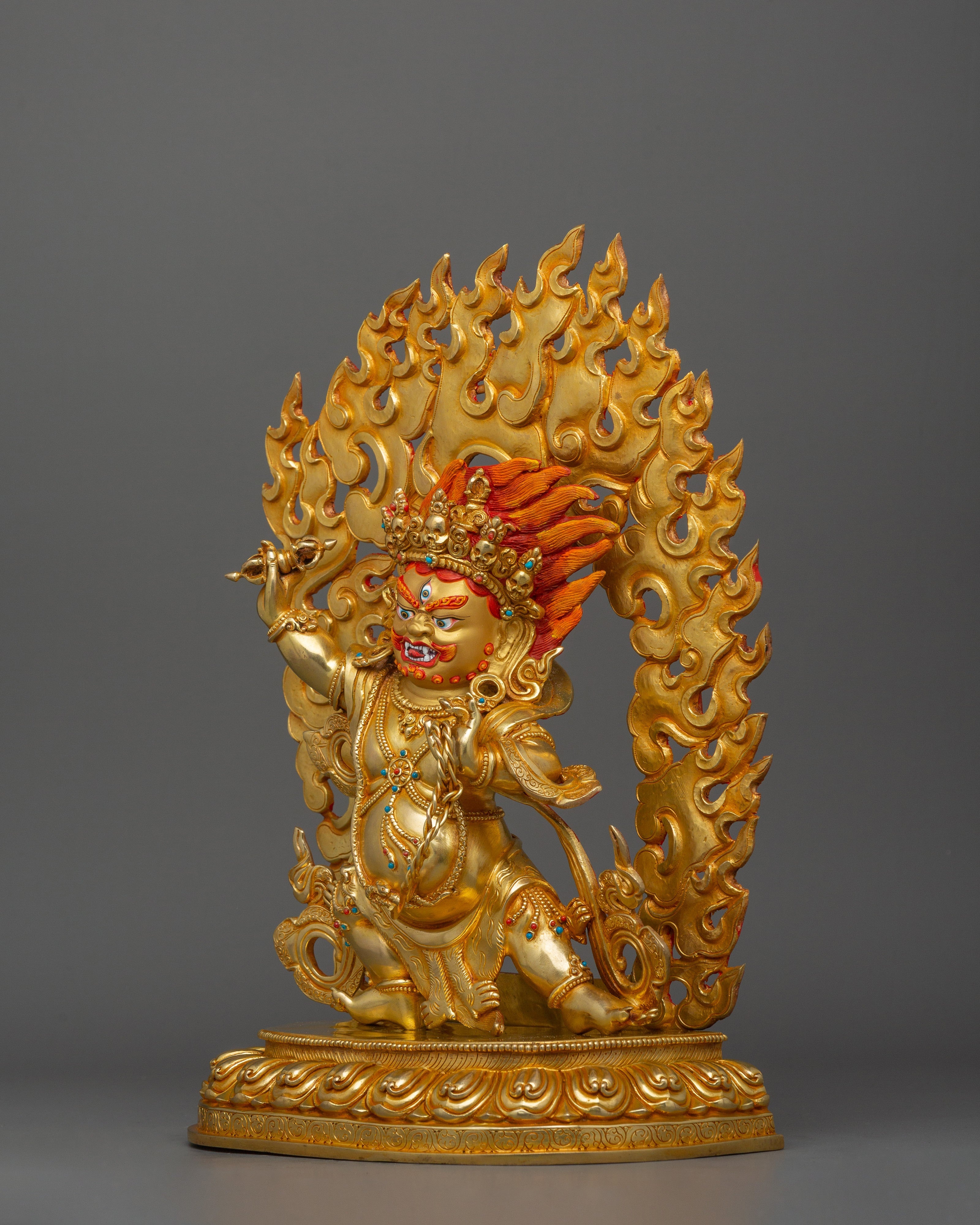 Divine Guardian Deity Vajrapani | 24K Gold Gilded Sculpture
