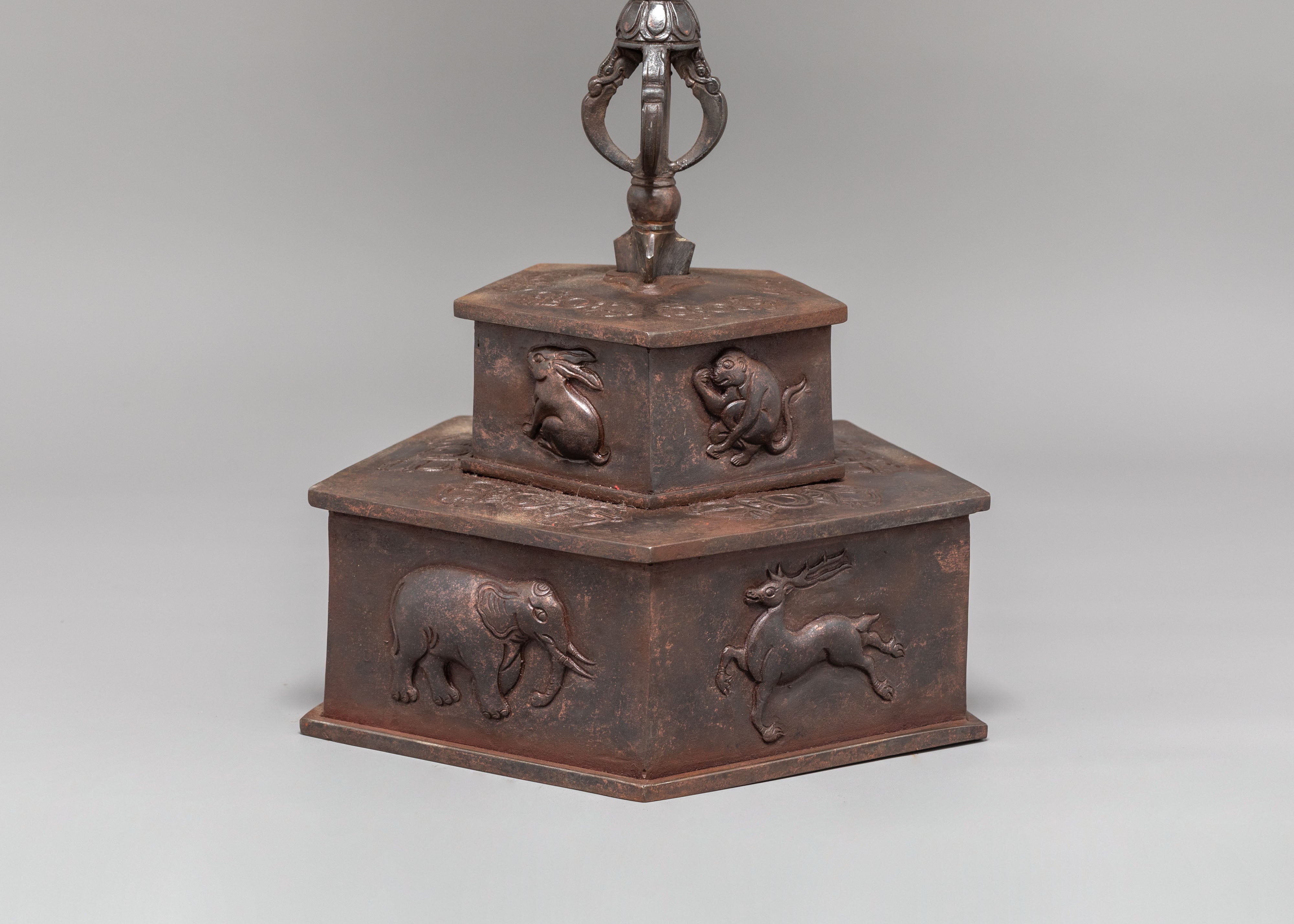 Sacred Ritual Item Khatan | Tibetan Oxidized Copper Ritual Staff